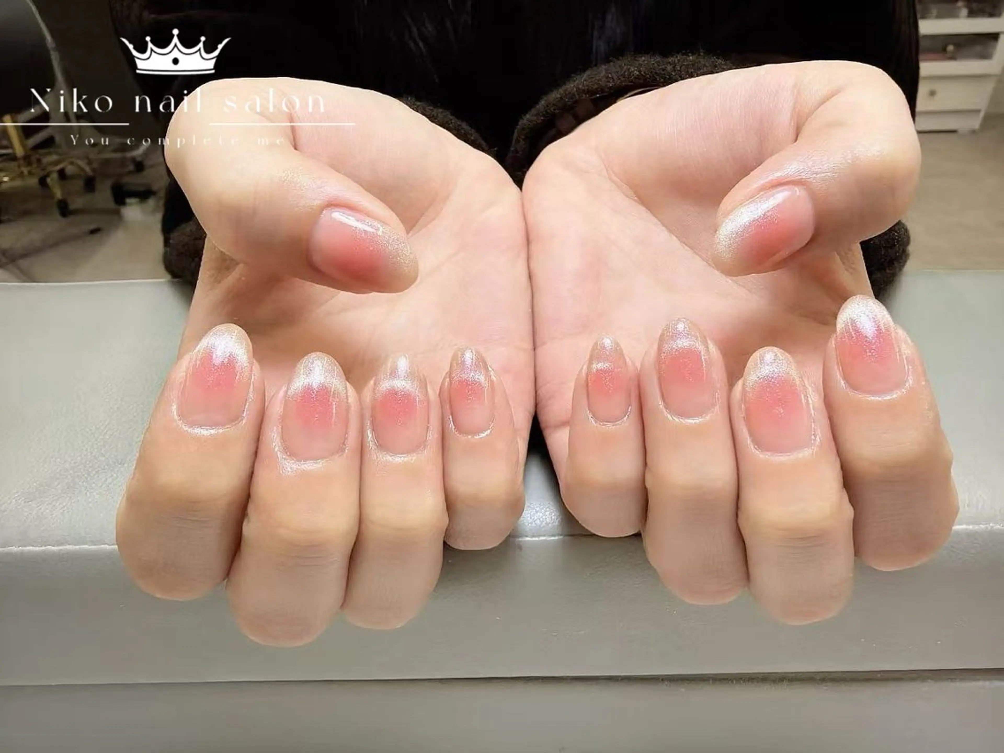 ネイル チークネイル フットネイル フレンチネイル ジェルネイル ガラスフレンチ 柚子 Nikoのネイルデザイン