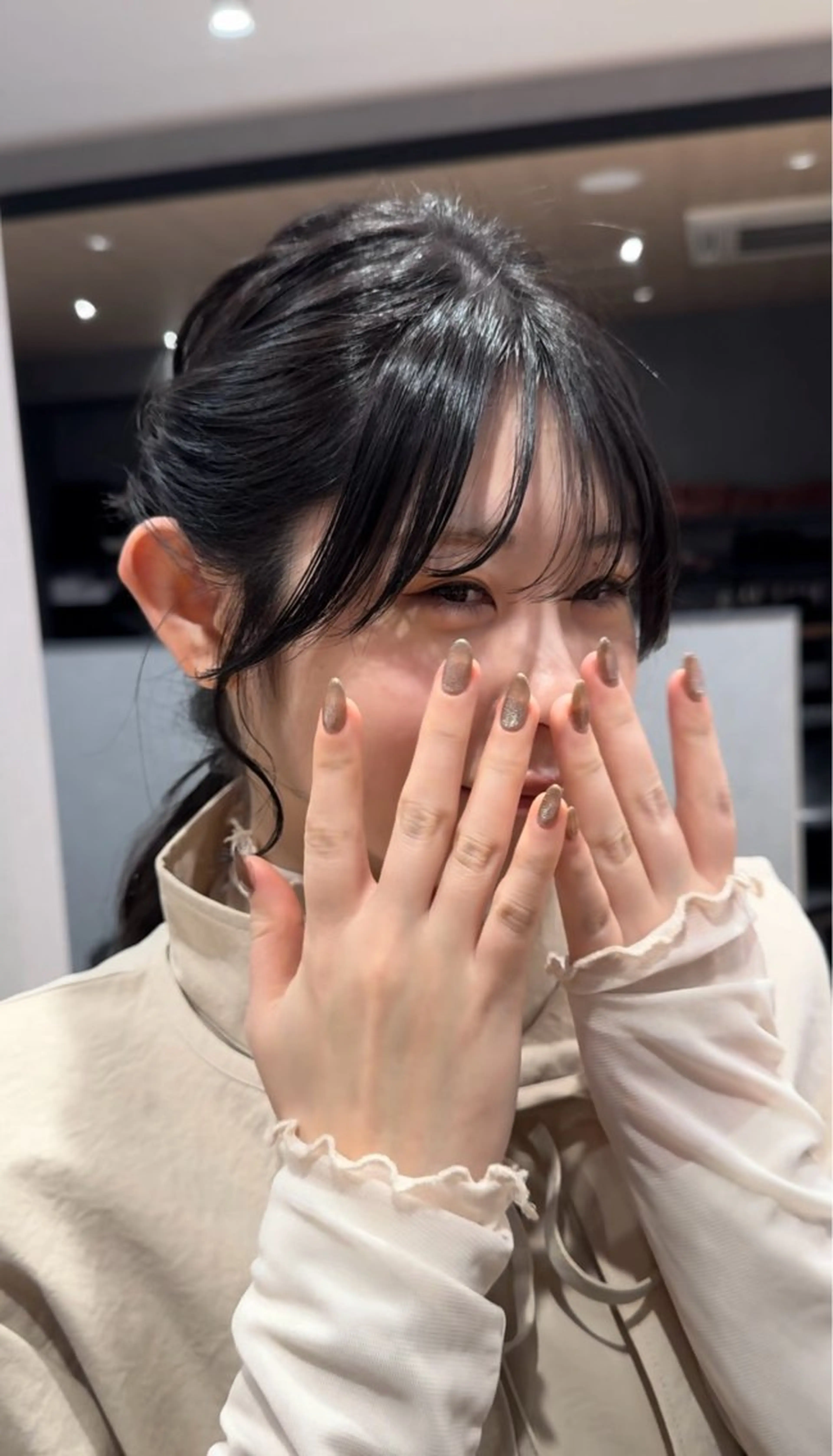 セミロング カット ヘアカラー トリートメント 堀結香/顔まわり レイヤー/蒲生四丁目のヘアスタイル