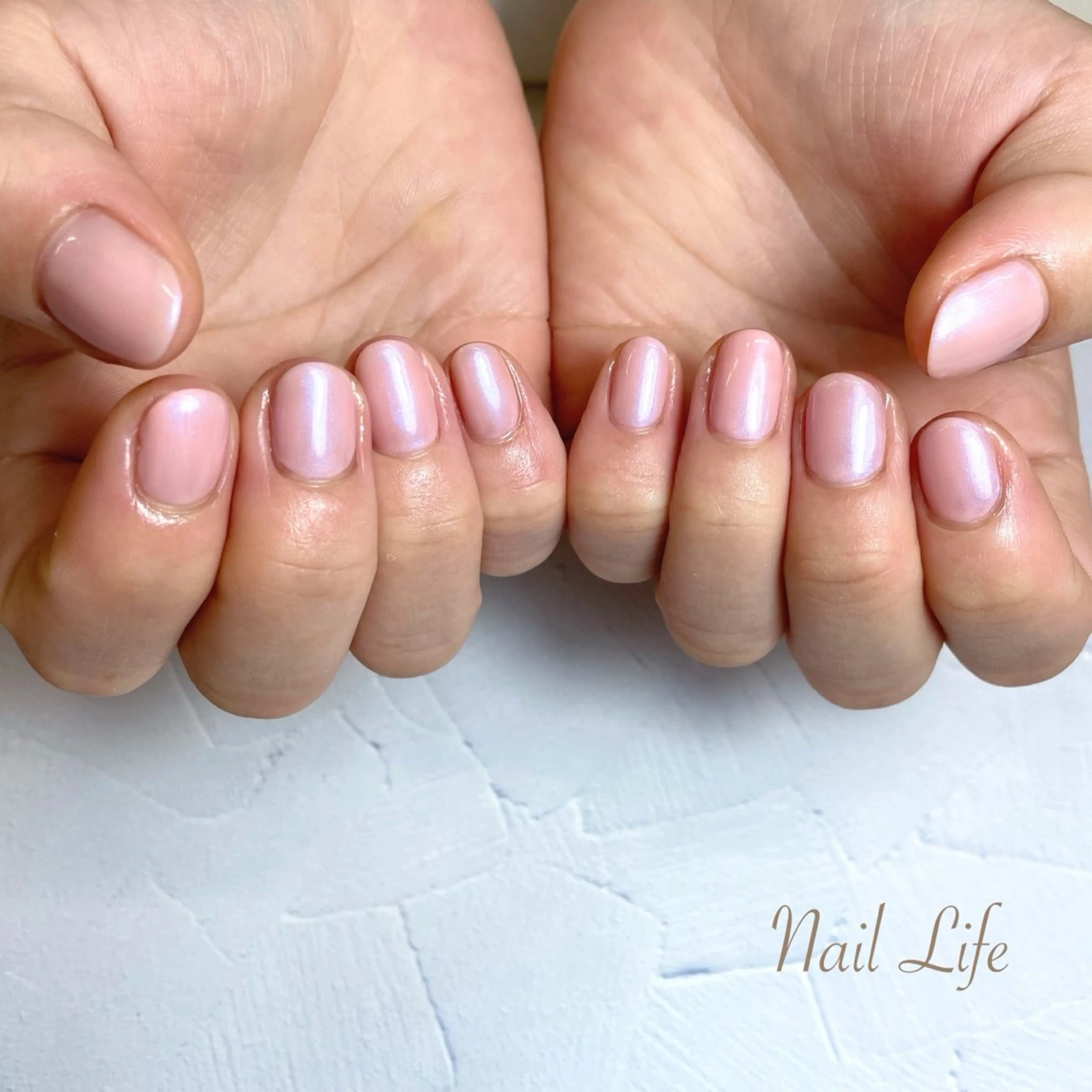 ネイル オーロラネイル ピンク ハンドネイル 大嶋 めぐみのネイルデザイン