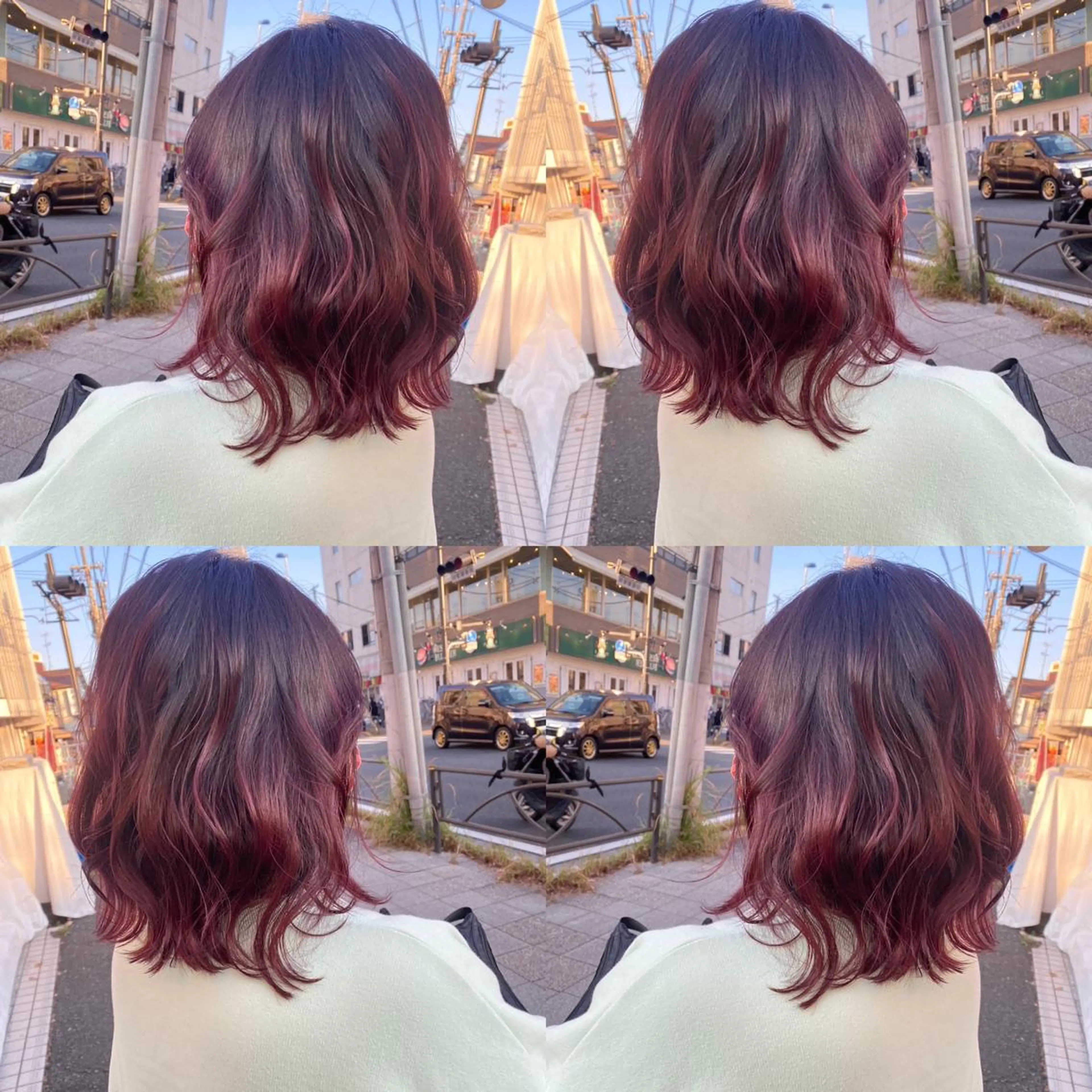 ミディアム カラー カシス カット ヘアカラー トリートメント 髪質改善カラー/店長 宮内秀峰のヘアスタイル