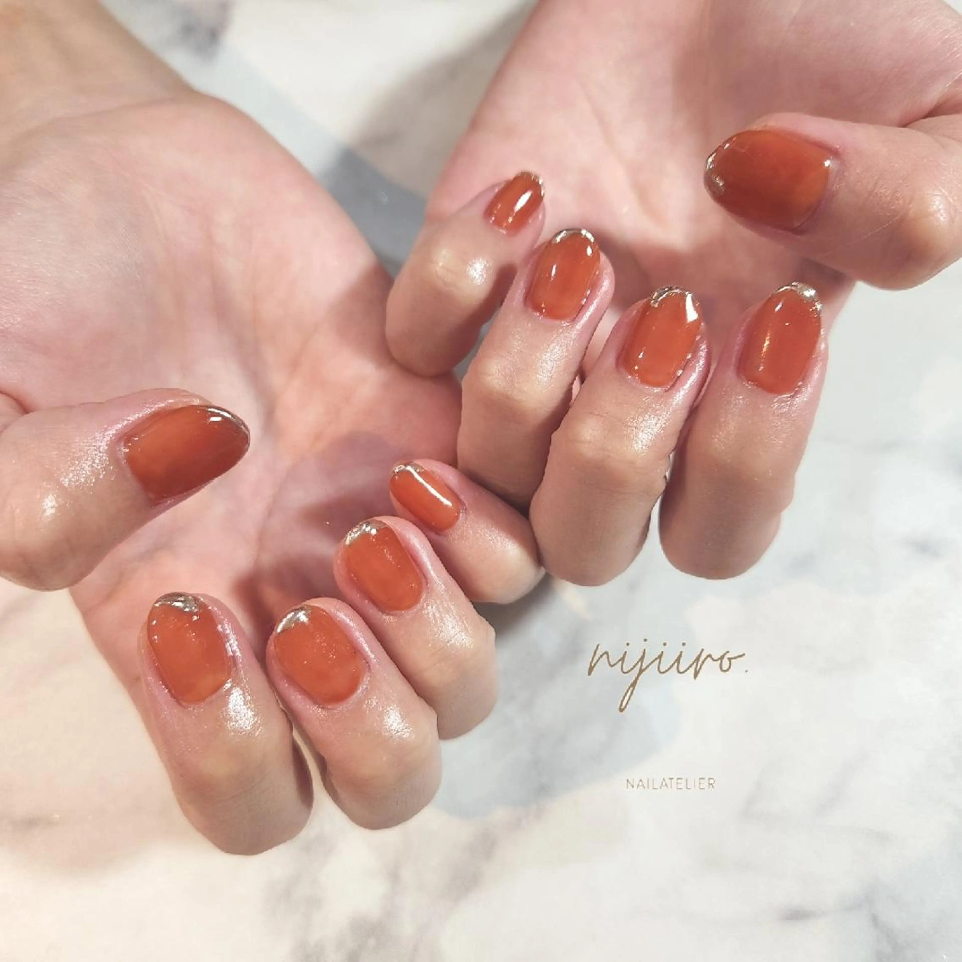 ネイル フレンチネイル ミラーネイル ハンドネイル nailatelier nijiiro.所属・nijiiro🌈 サトウのネイルデザイン