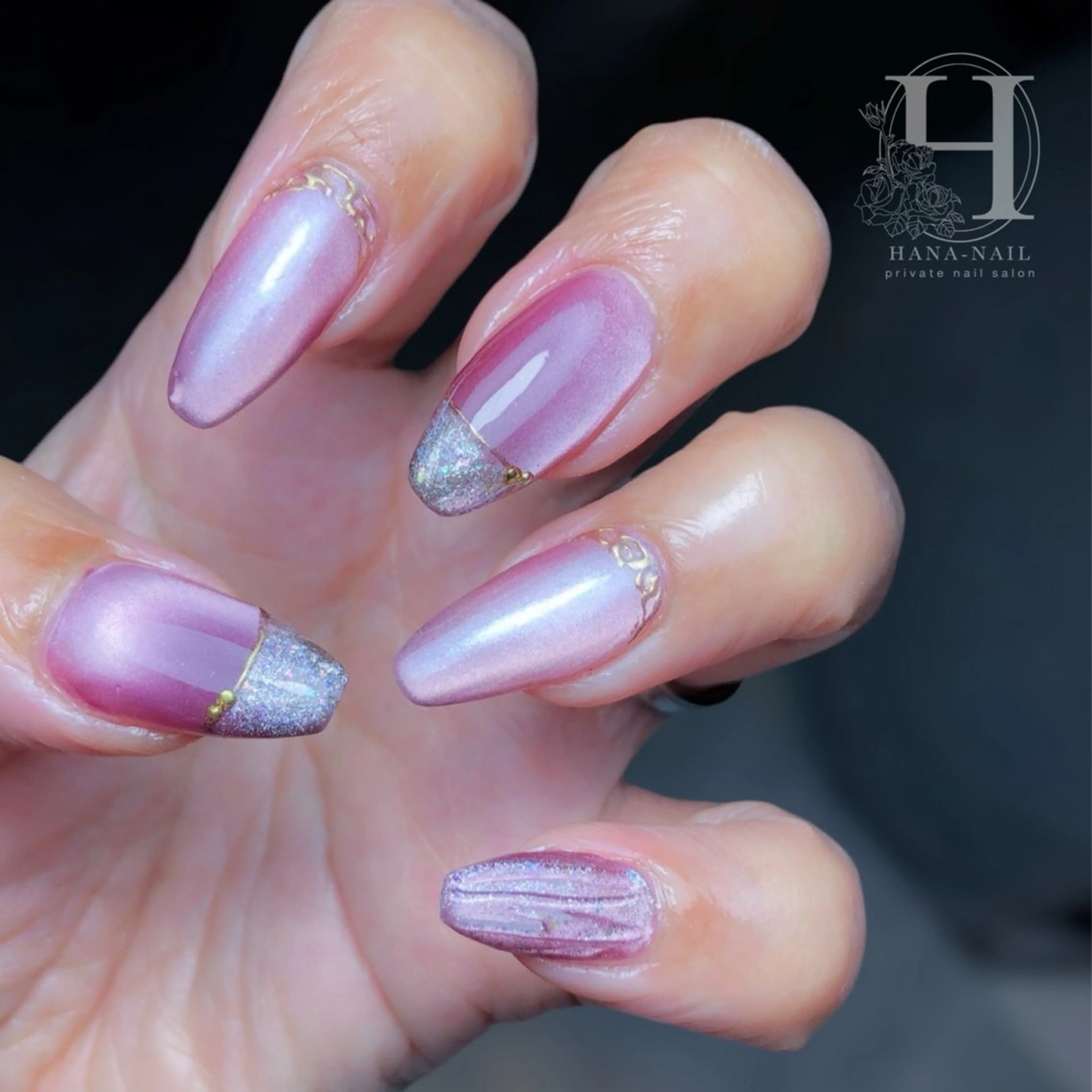 ネイル アートネイル フレンチネイル ジェルネイル マグネットネイル ミラーネイル Kao hana-nailのネイルデザイン