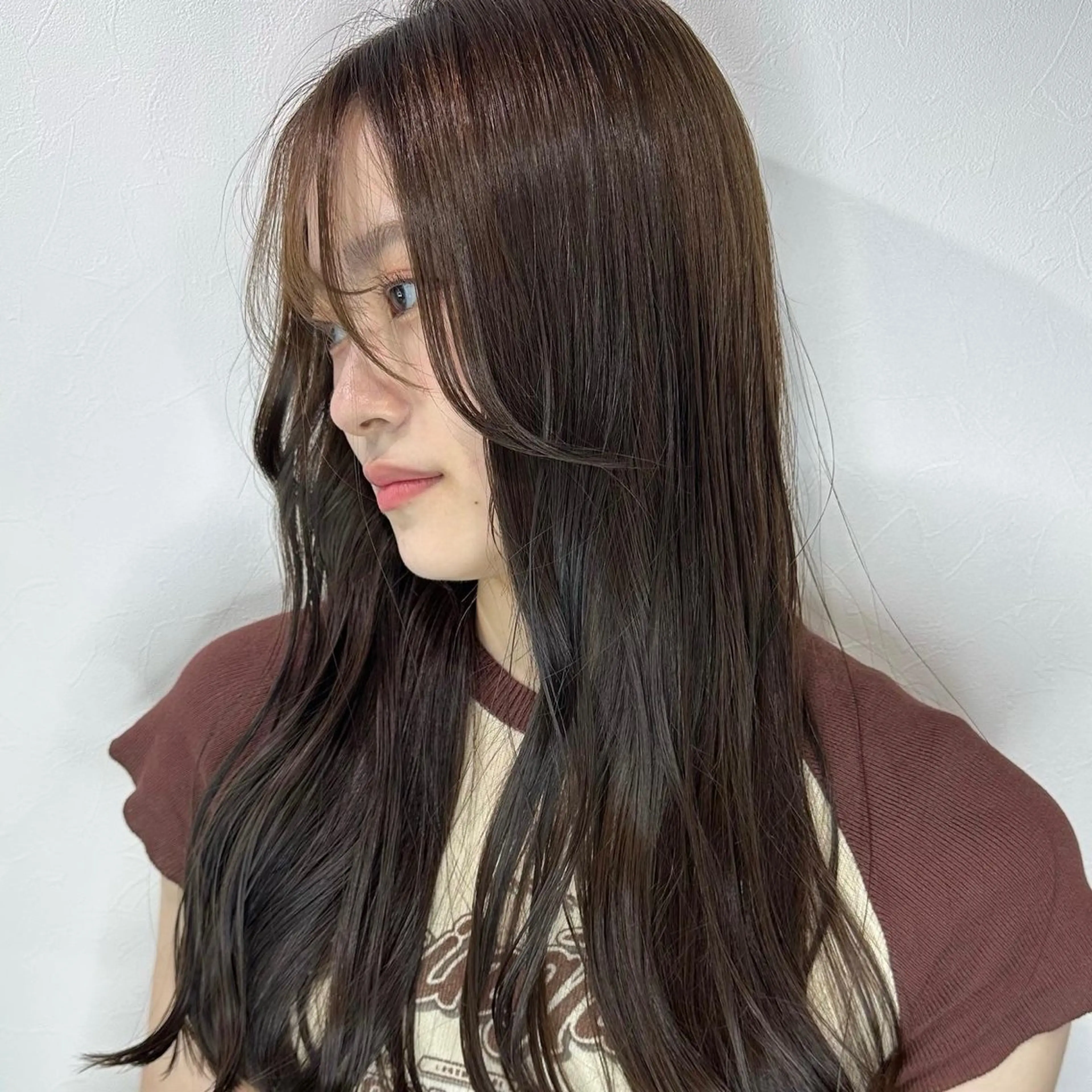 ロング カット トリートメント 韓国レイヤーカット要 暗透カラー📓吉祥寺のヘアスタイル