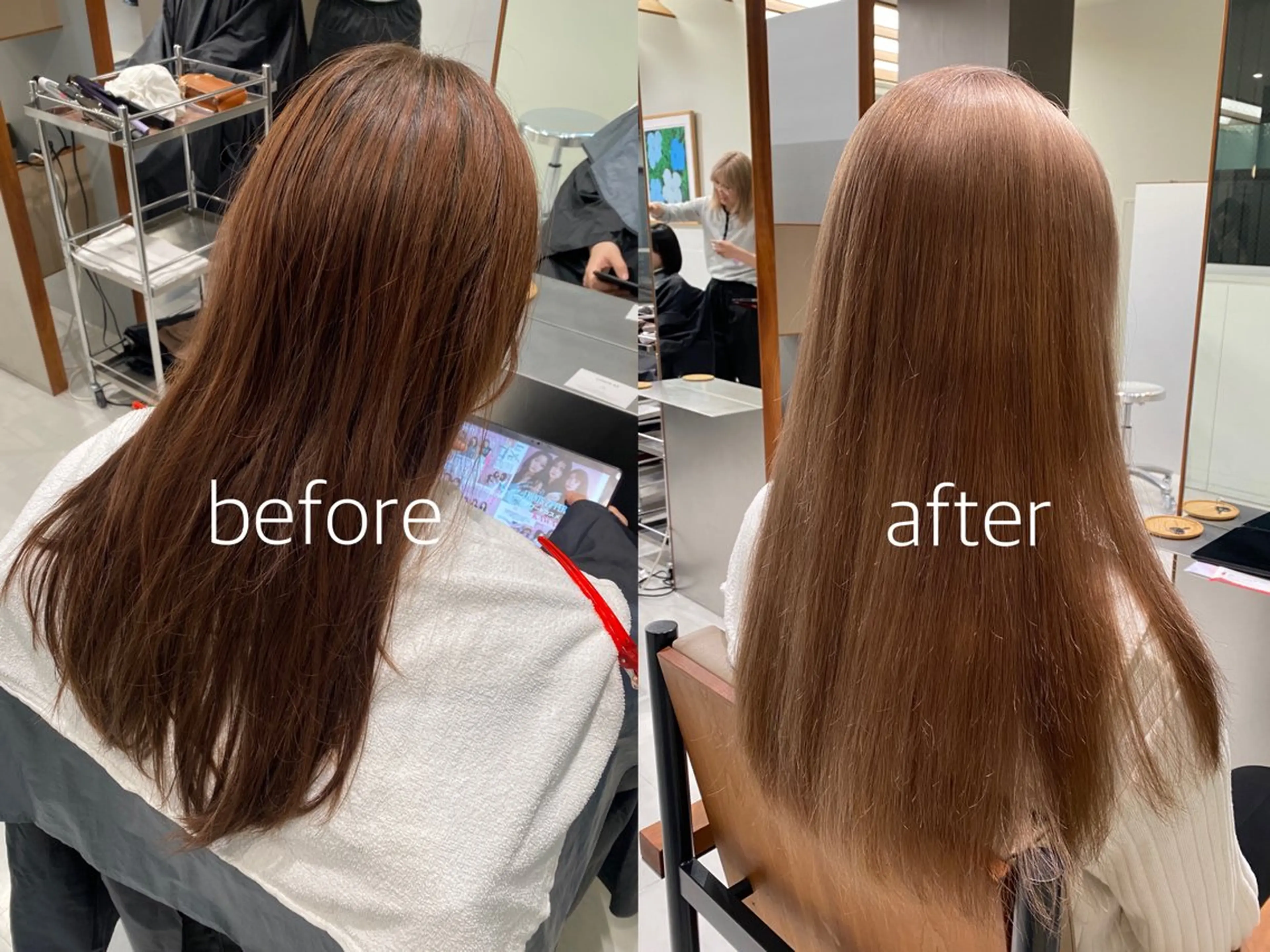 ロング カラー ベージュカラー ブリーチ ミルクティーベージュ ヘアカラー 高発色ブリーチ/ ハイレイヤー🪽aiのヘアスタイル