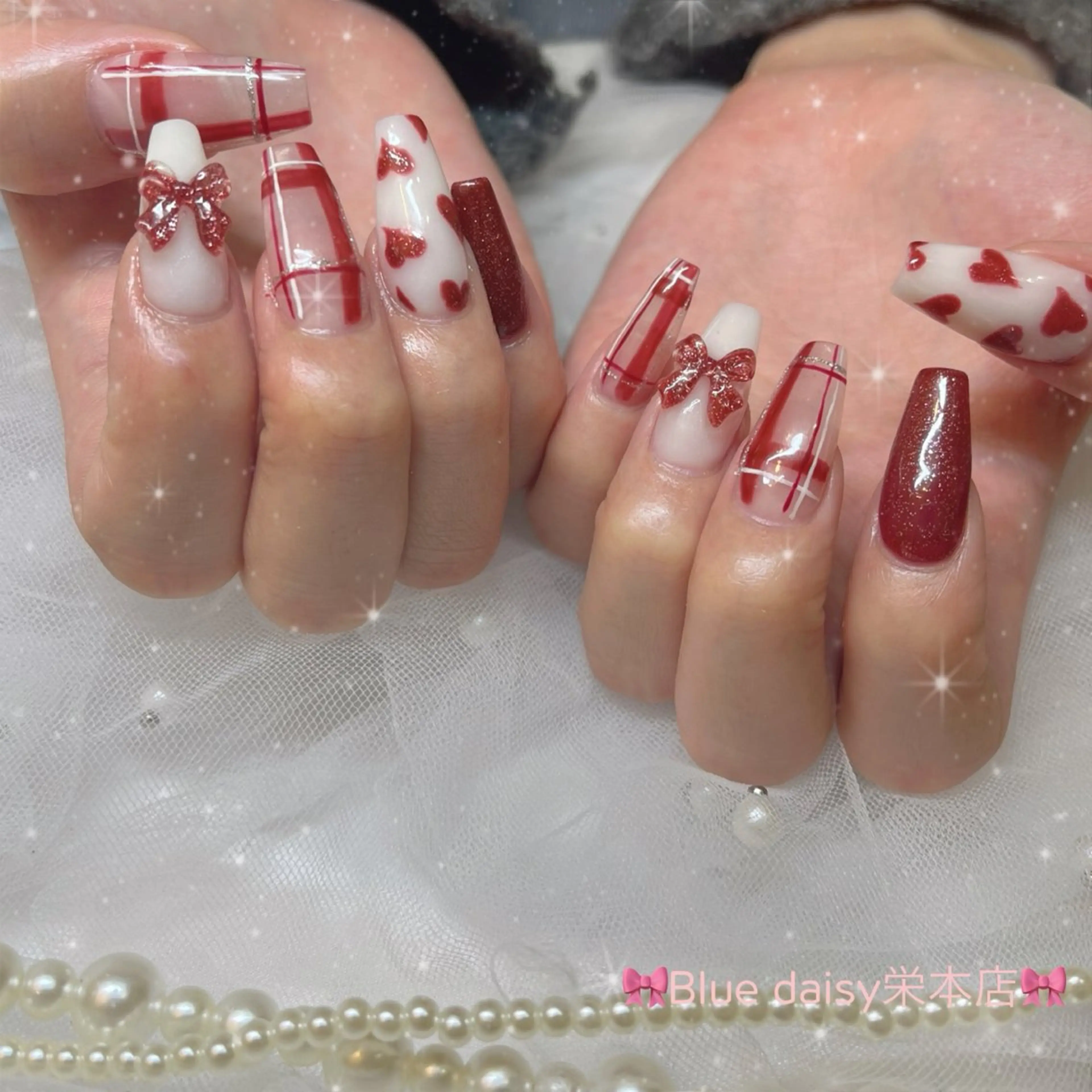 ネイル バレンタイン ハンドネイル ブルーデイジー栄本店所属・BlueDaisy 栄本店のネイルデザイン