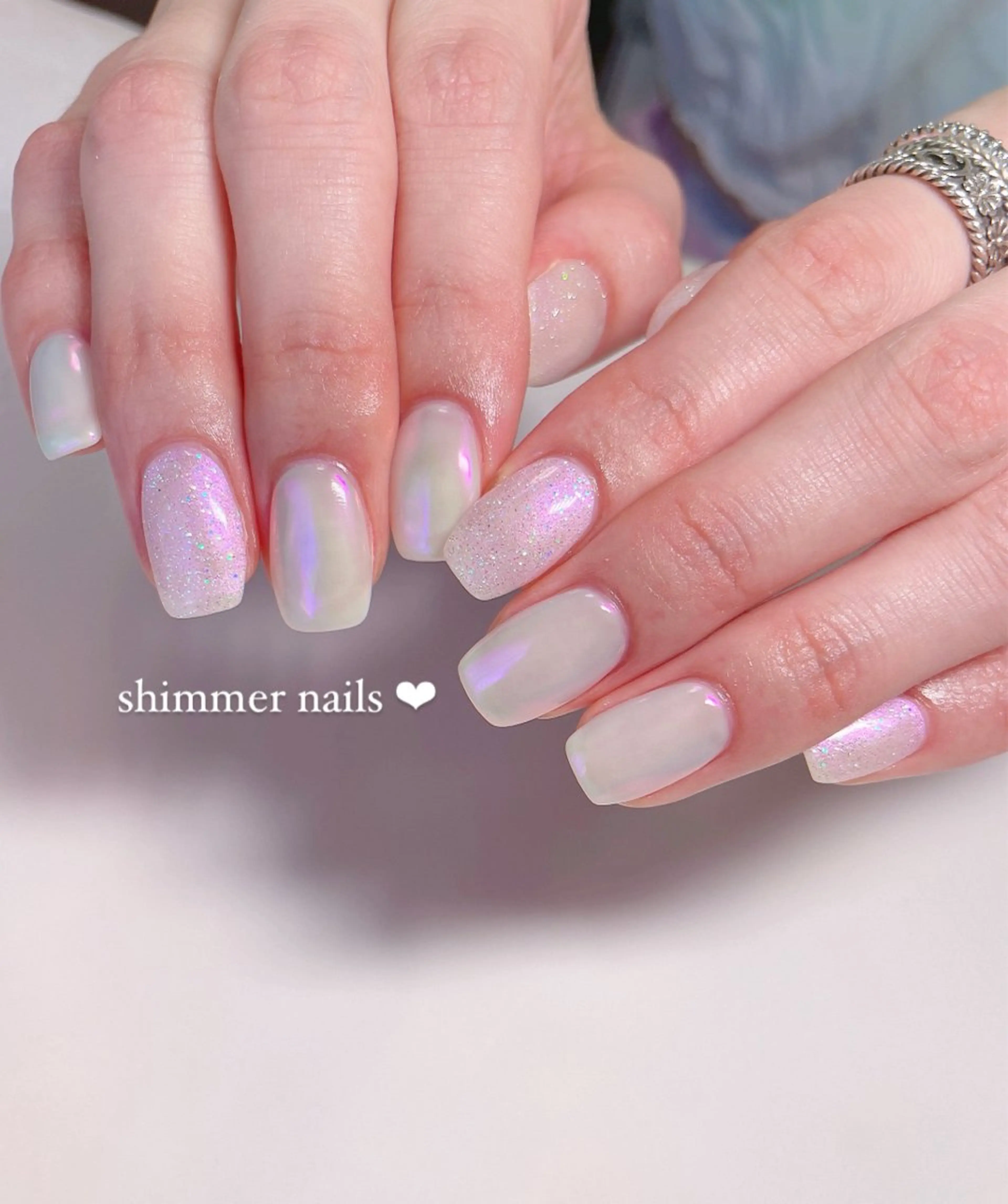 ネイル オーロラネイル ラメ(グリッター) shimmer nailsのネイルデザイン
