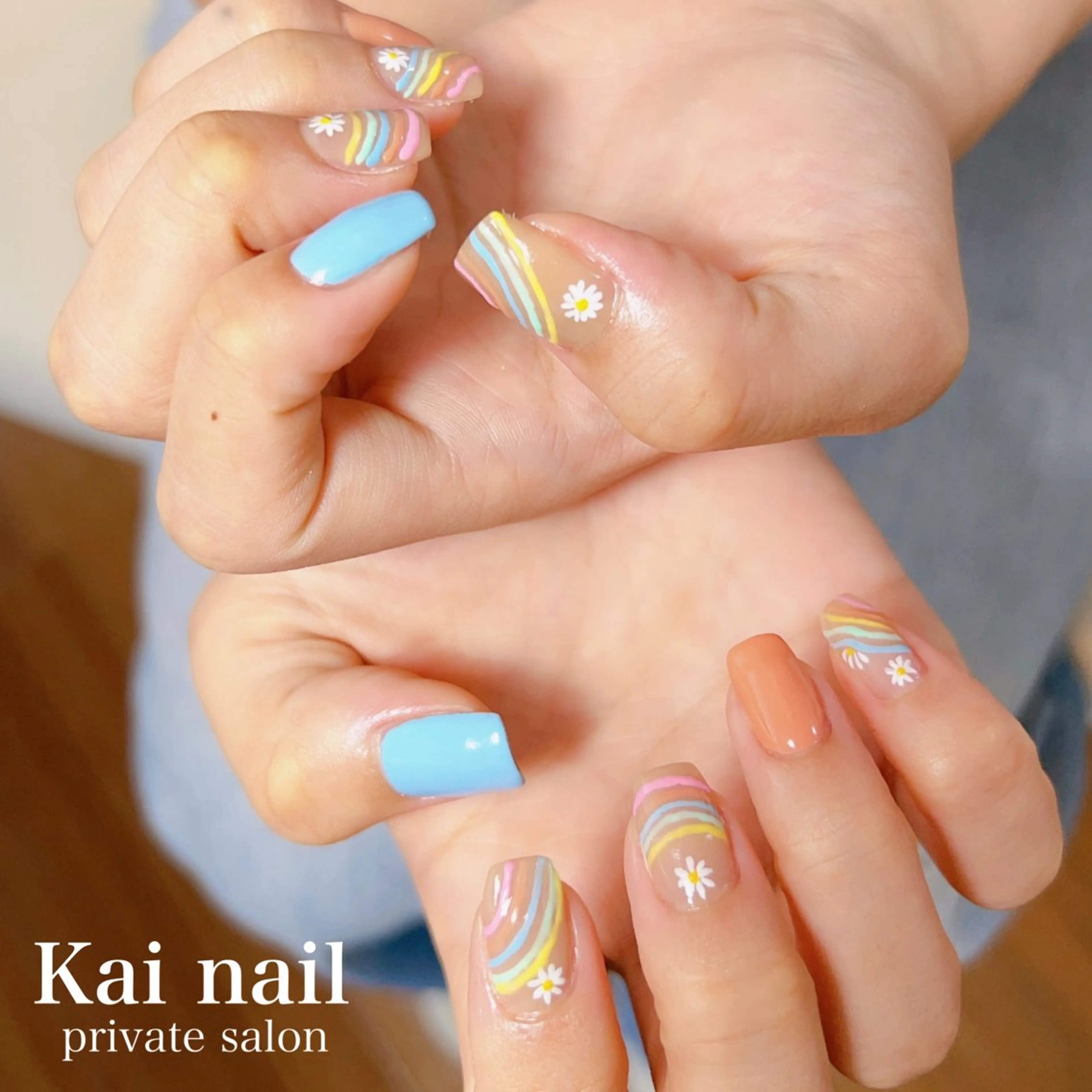 ネイル アートネイル フラワーネイル 韓国ネイル 持ち込み 夏ネイル ハンドネイル Kai  nail Mayukoのネイルデザイン
