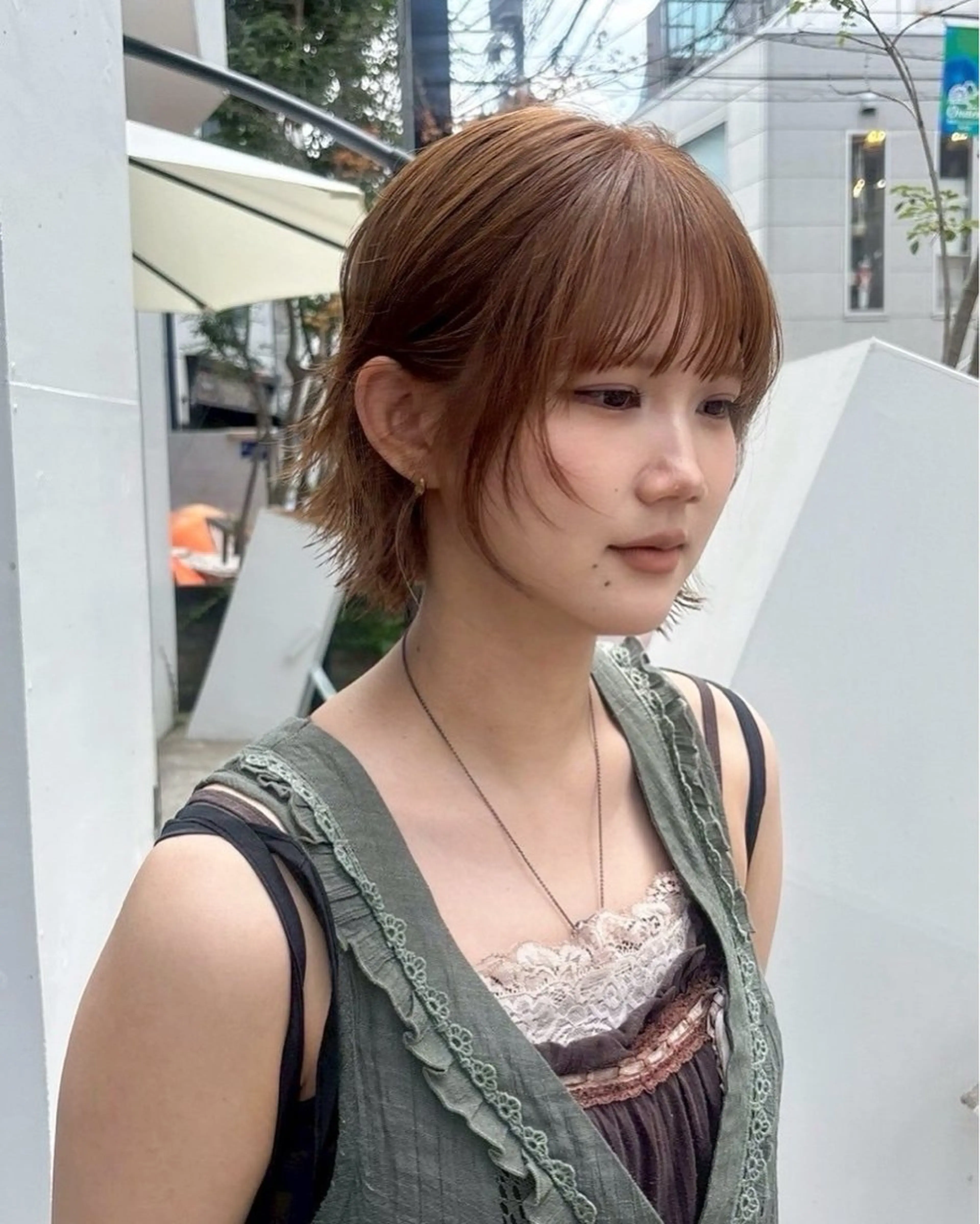 ショート カラー カット ヘアカラー オリーブ/縮毛♡ Natsuno🩰のヘアスタイル