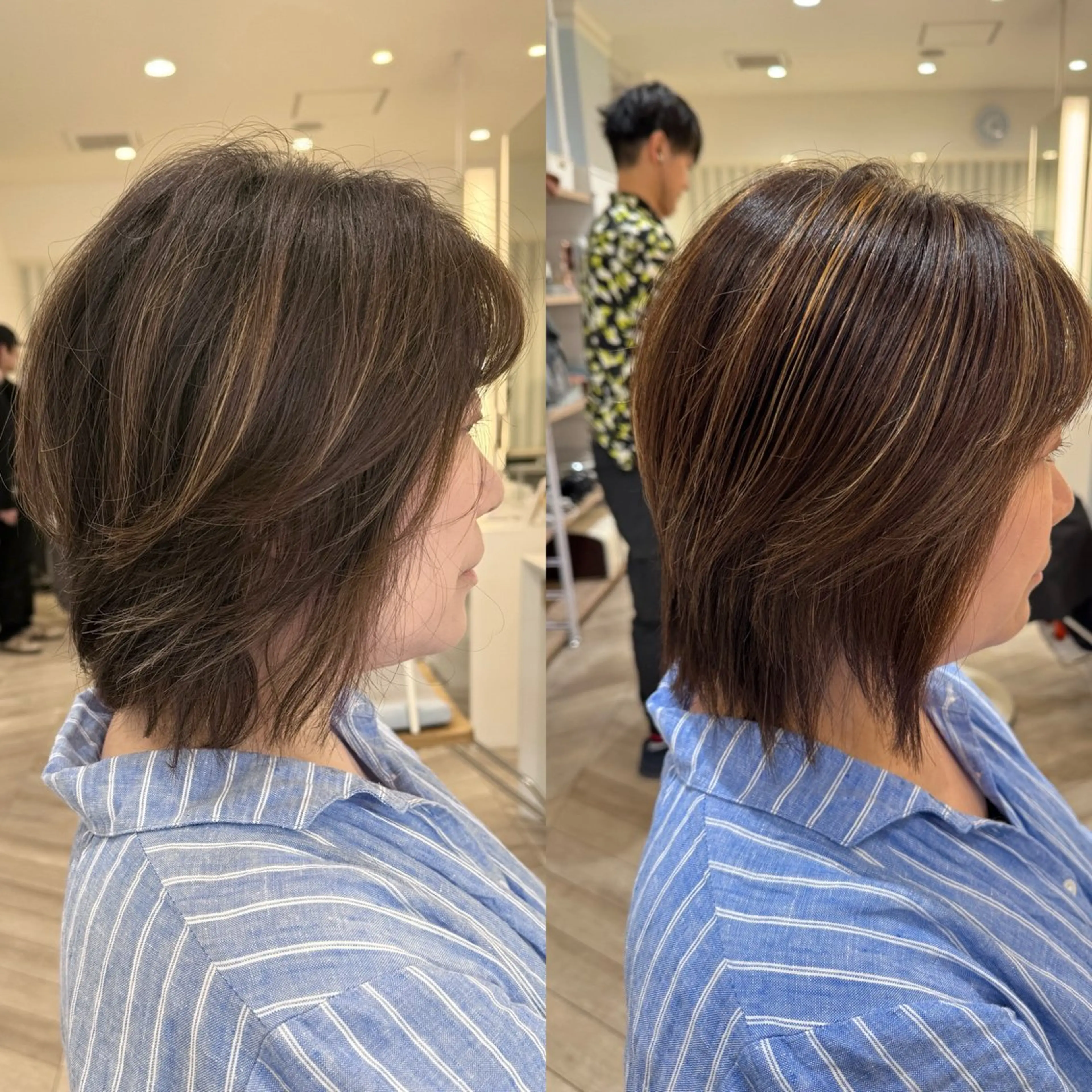 ミディアム カット ヘアカラー トリートメント 縮毛矯正/白髪ぼかし ショートボブ/鈴木のヘアスタイル