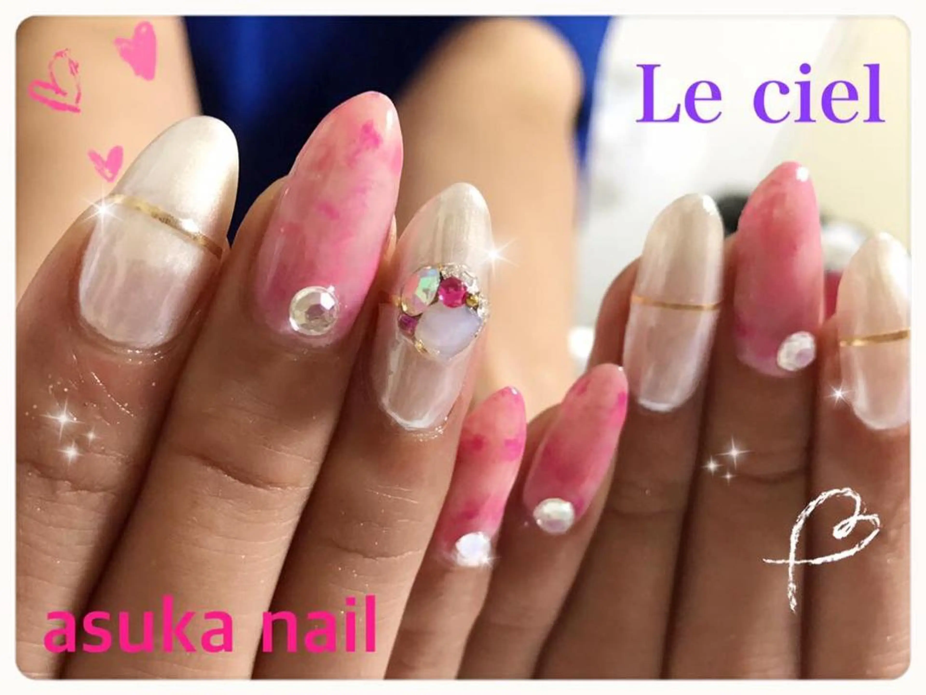ネイル ピンク ホワイト Le ciel所属・asuka nailのネイルデザイン