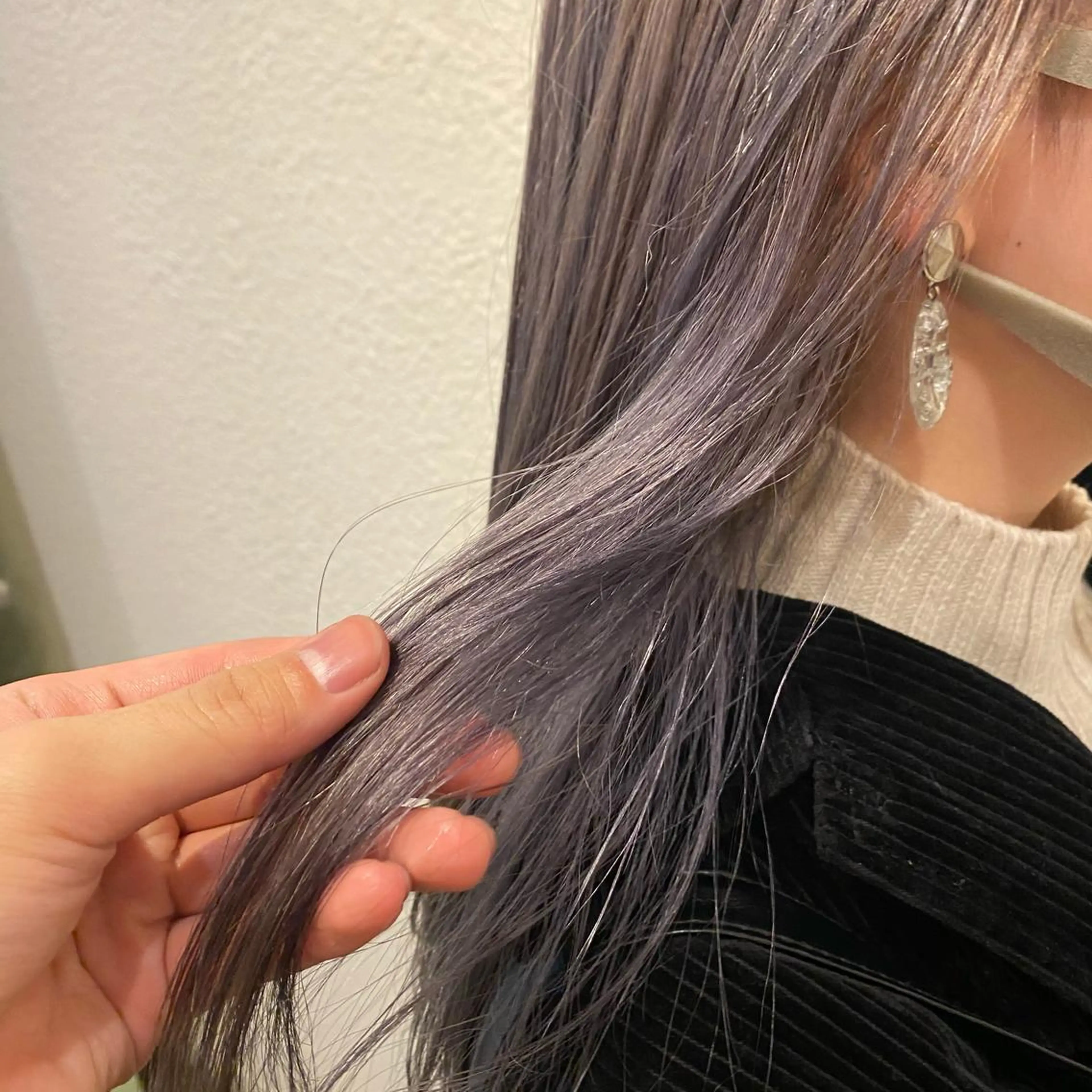 ミディアム カラー アッシュ ブリーチ ラベンダーカラー ラベンダーアッシュ ボブ/パーマ ミヒラケイタのヘアスタイル