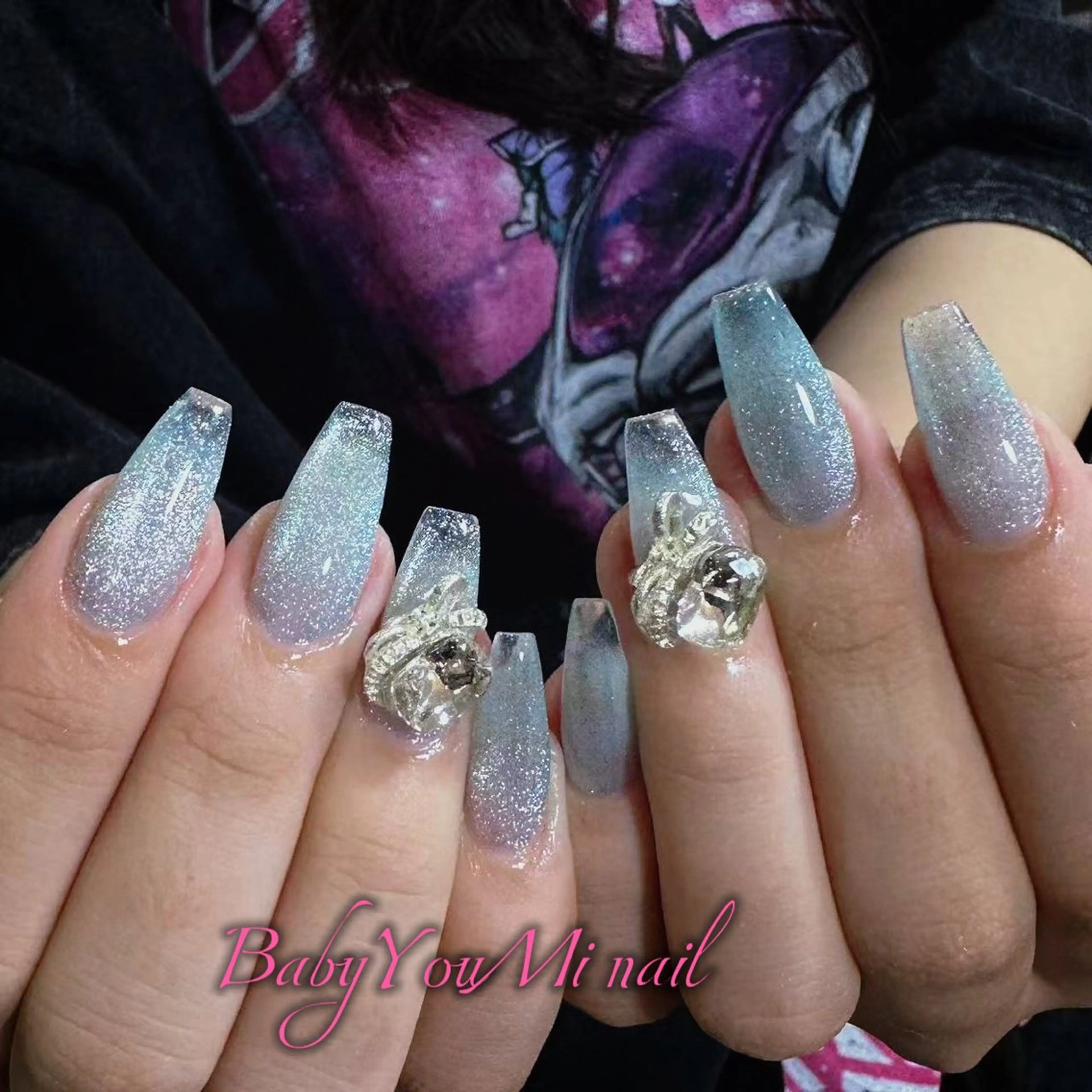 ネイル オーロラネイル フラワーネイル フットネイル フレンチネイル ジェルネイル BabyYouMi ねねのネイルデザイン