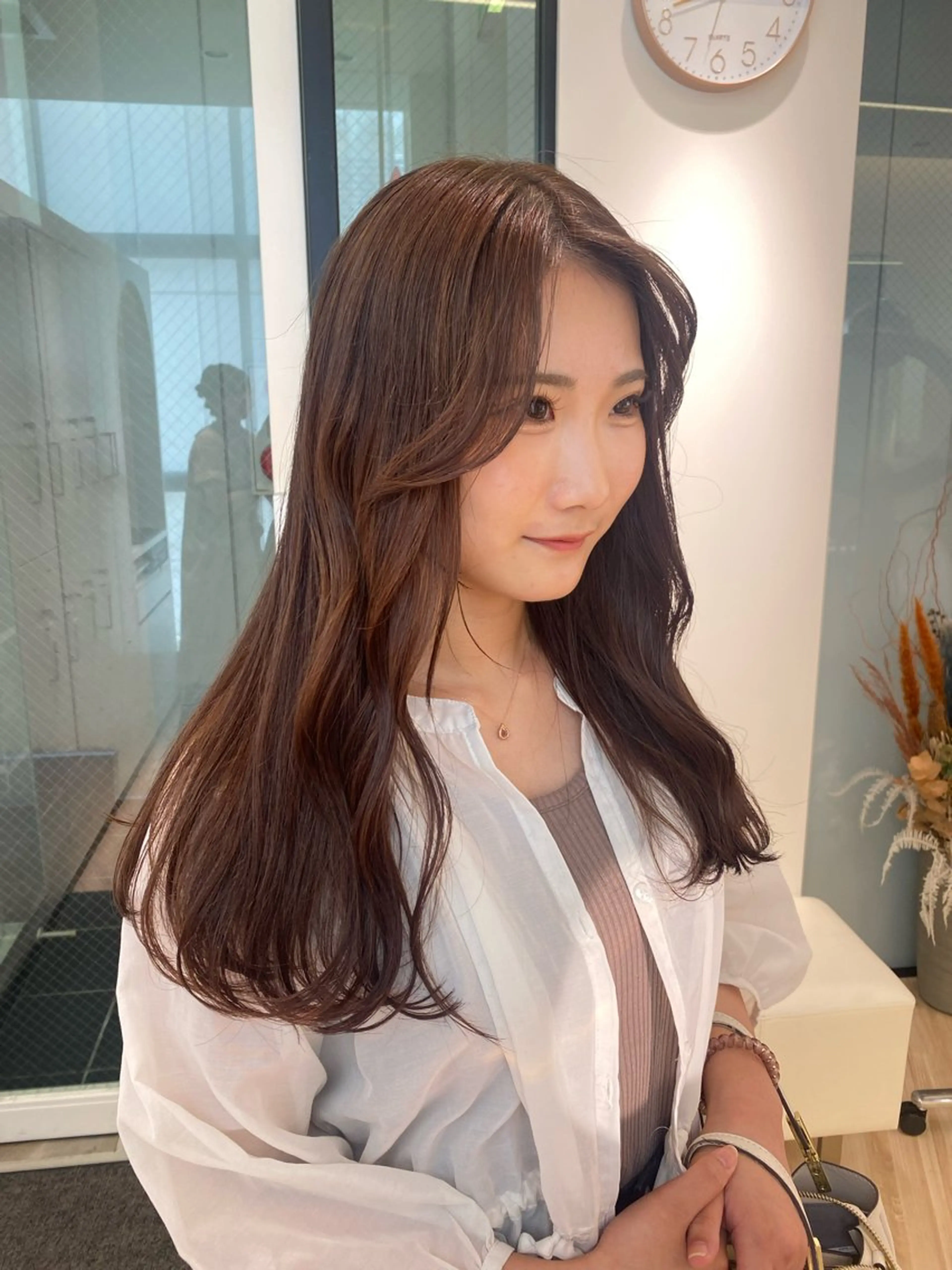 ロング カラー ベージュカラー オリーブベージュ 韓国風ヘア ヘアカラー ParveMix🍀 藤原愛未のヘアスタイル