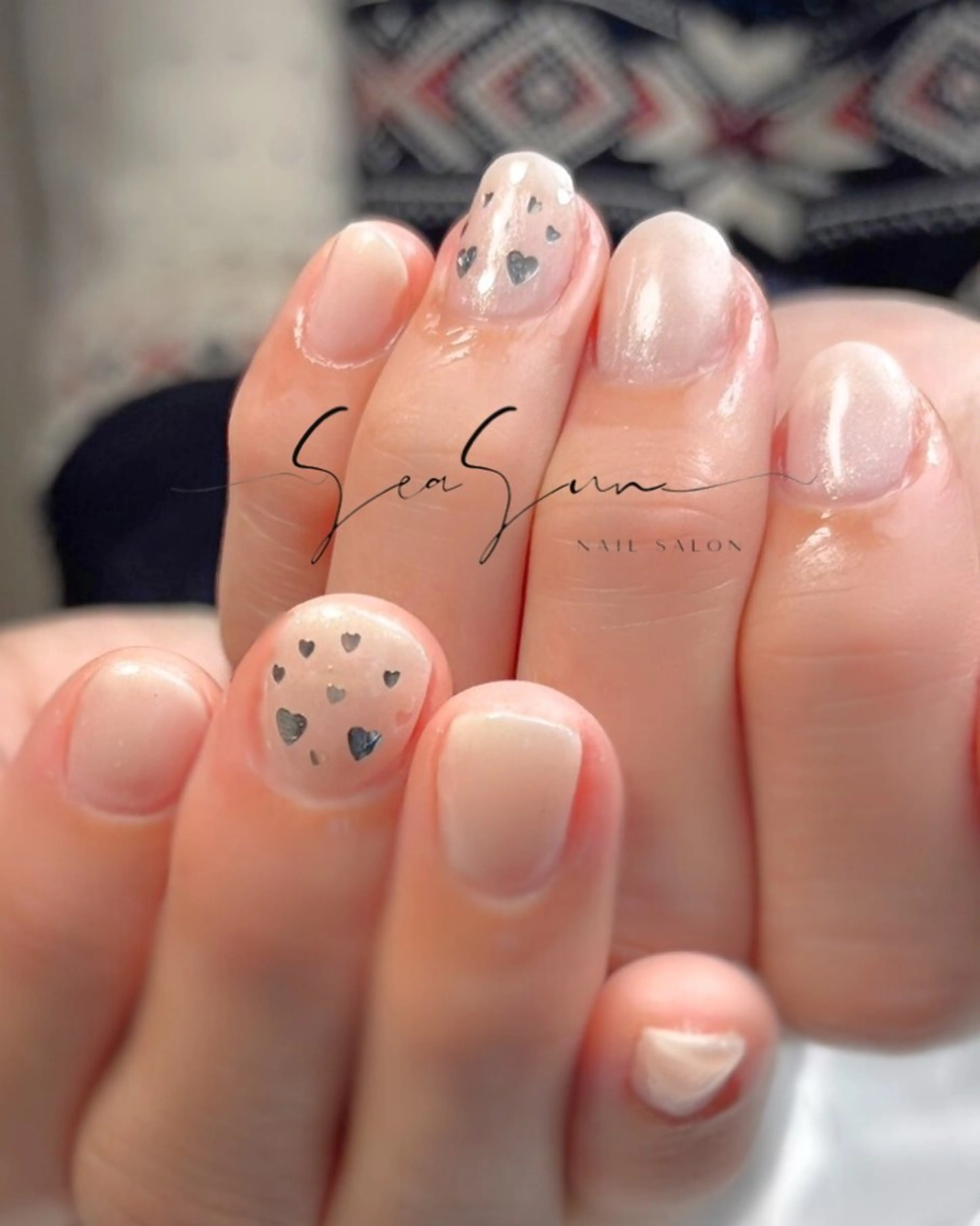 ネイル ハート ホログラムネイル ワンカラーネイル ハンドネイル 白馬ネイルサロン （しーさん）のネイルデザイン