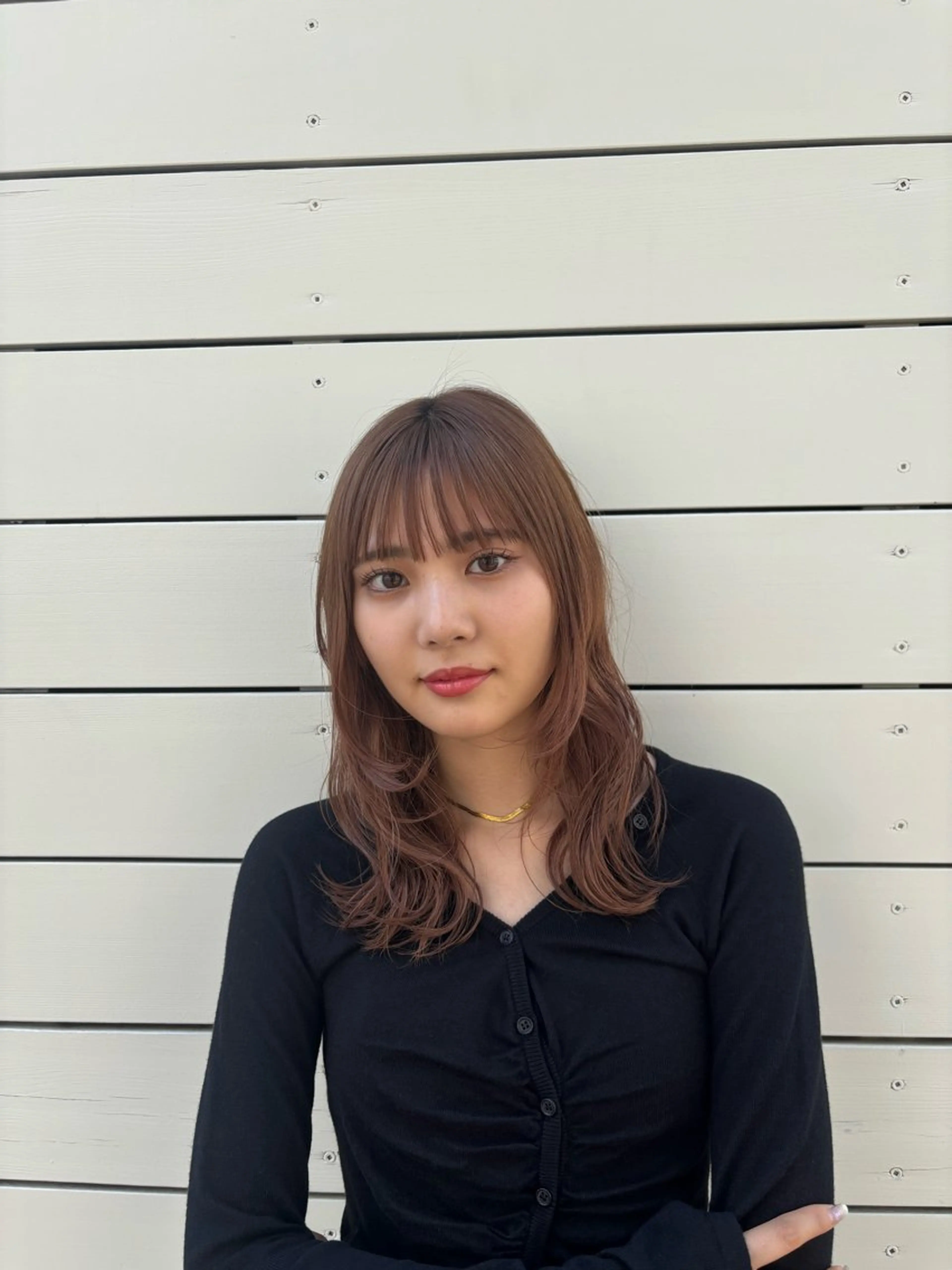 ミディアム デート レイヤーカット 小顔カット レイヤー×透明感 ヘアセット/ミサトのヘアスタイル