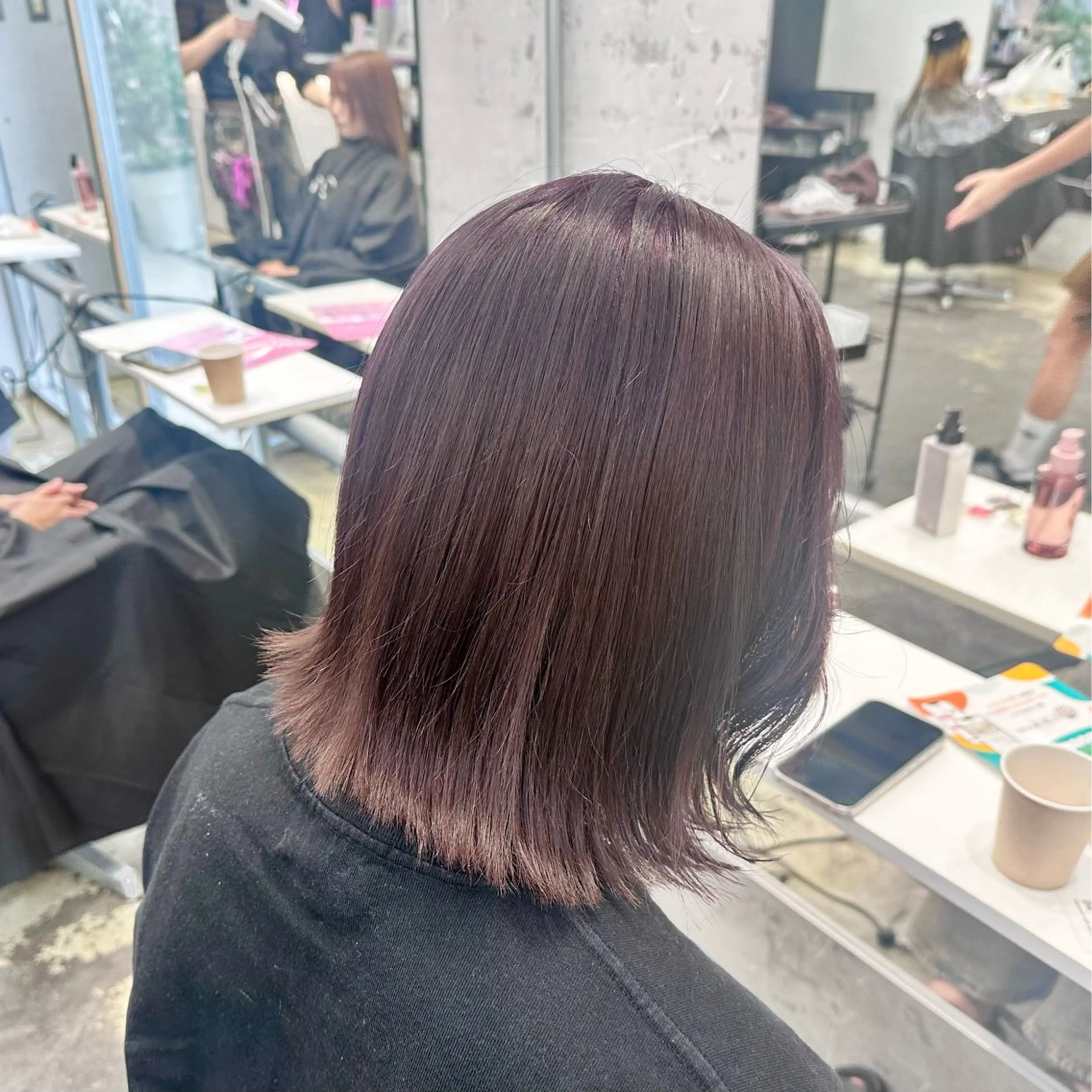 ショート カラー ヘアアレンジ 透明感カラー ラベンダーカラー 🥀モテ暖色× エクステ🥀あかりのヘアスタイル
