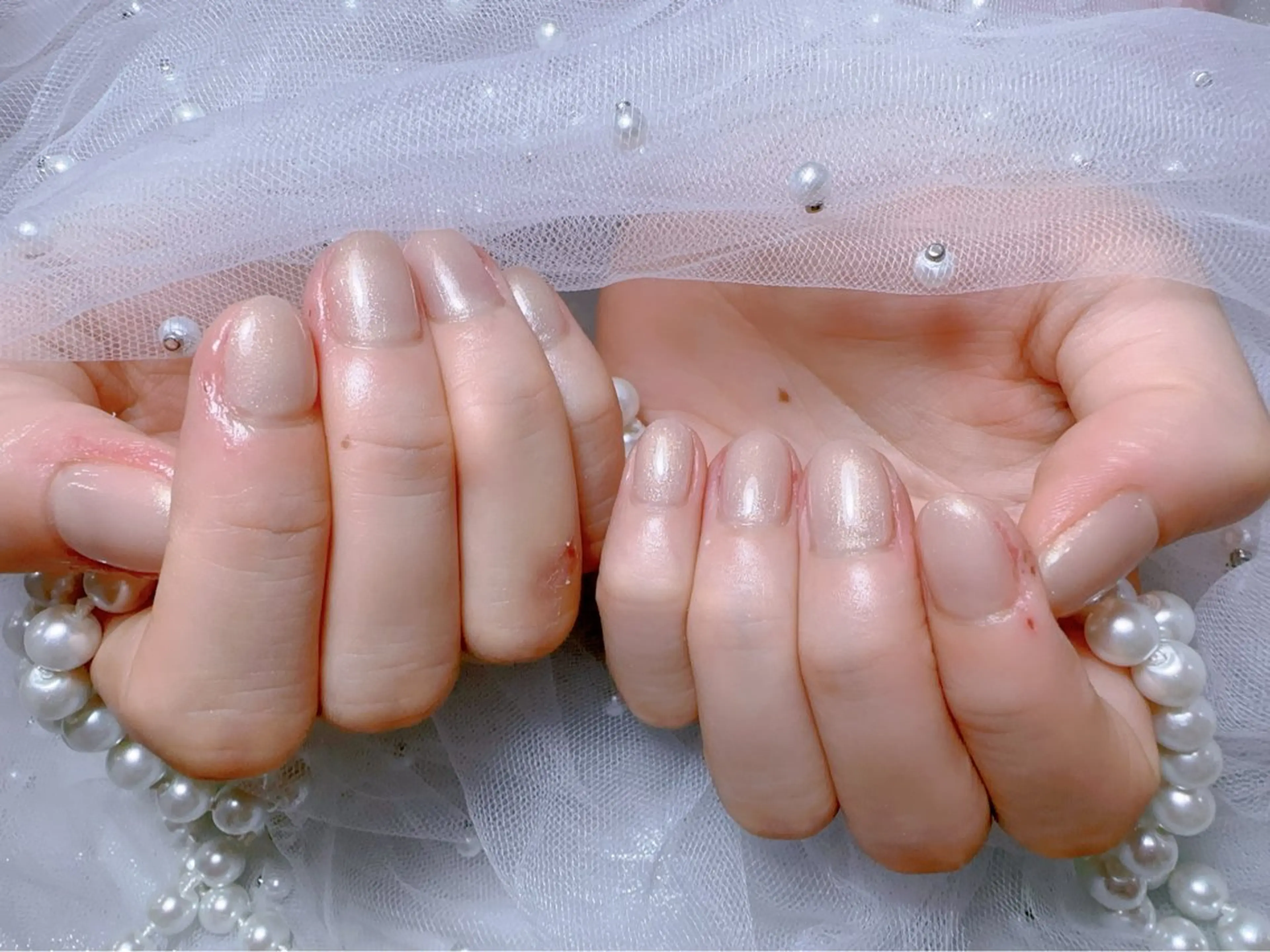 ネイル アートネイル フラッシュネイル フレンチネイル ガラスフレンチ グラデーション You&Me Miyuのネイルデザイン