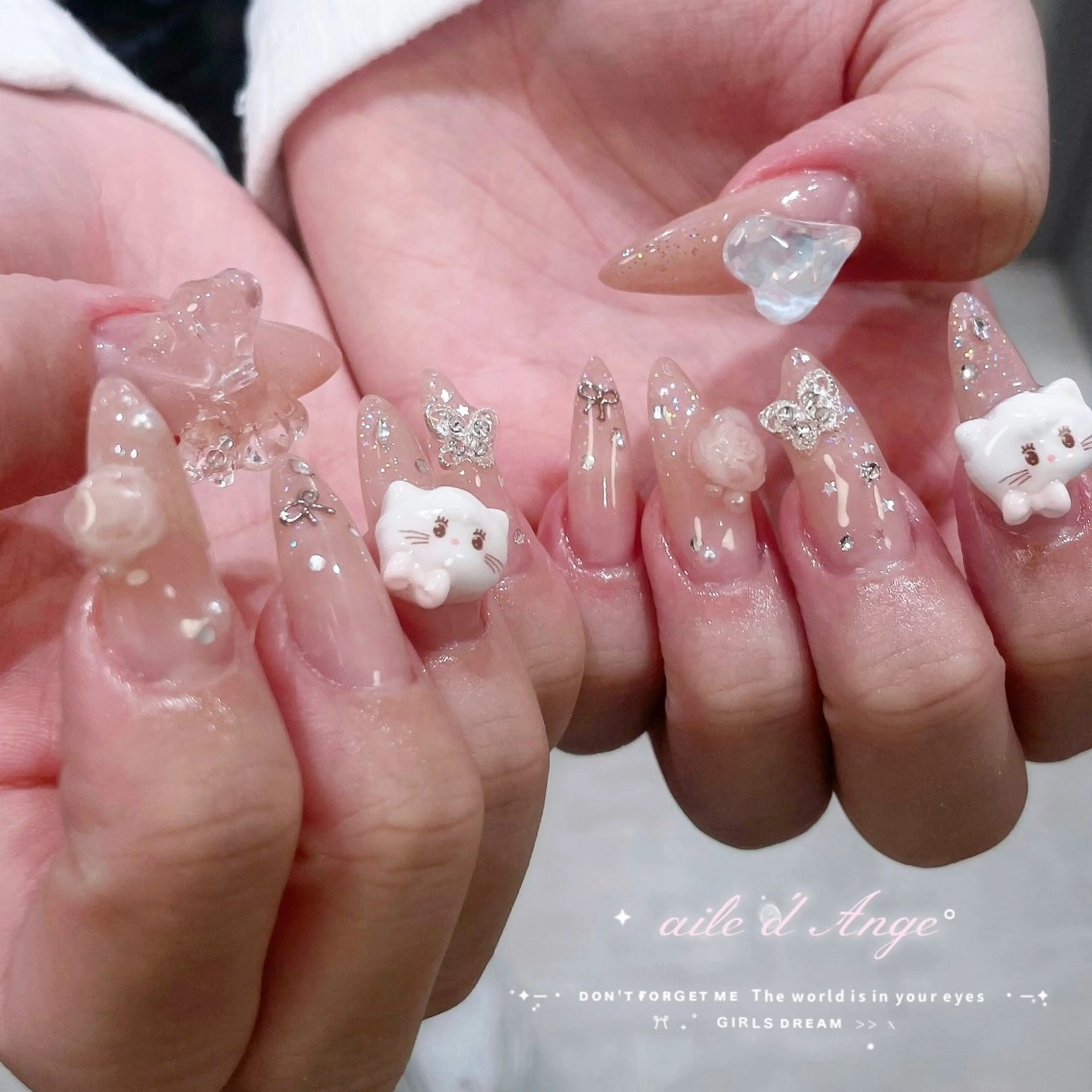 ネイル リボン ハンドネイル フットネイル aile d'Ange所属・ailed'Ange 🍒miuのネイルデザイン