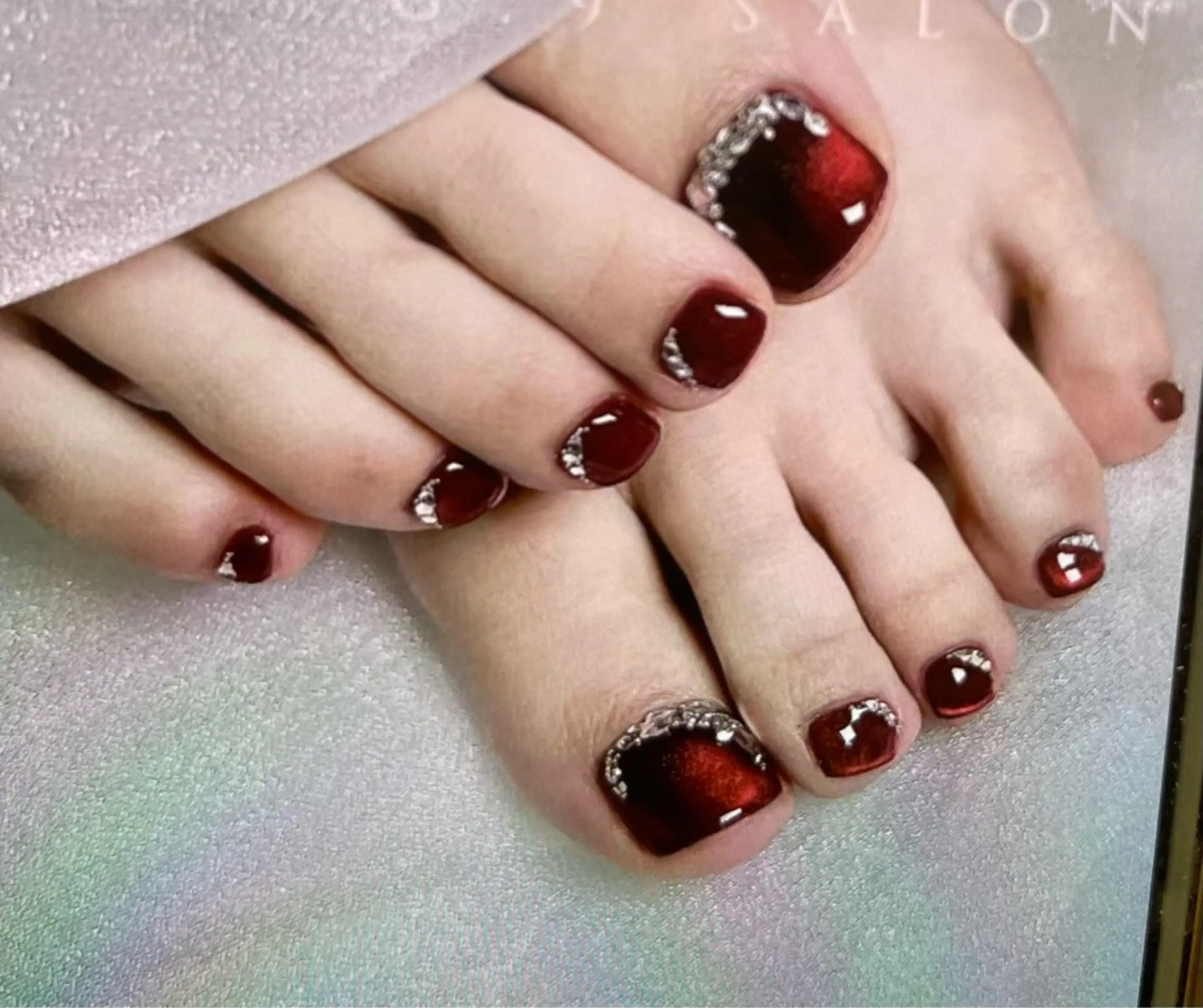 【研修ネイリスト】フットマグネットワンカラー/フラッシュネイル　￥3200円の写真