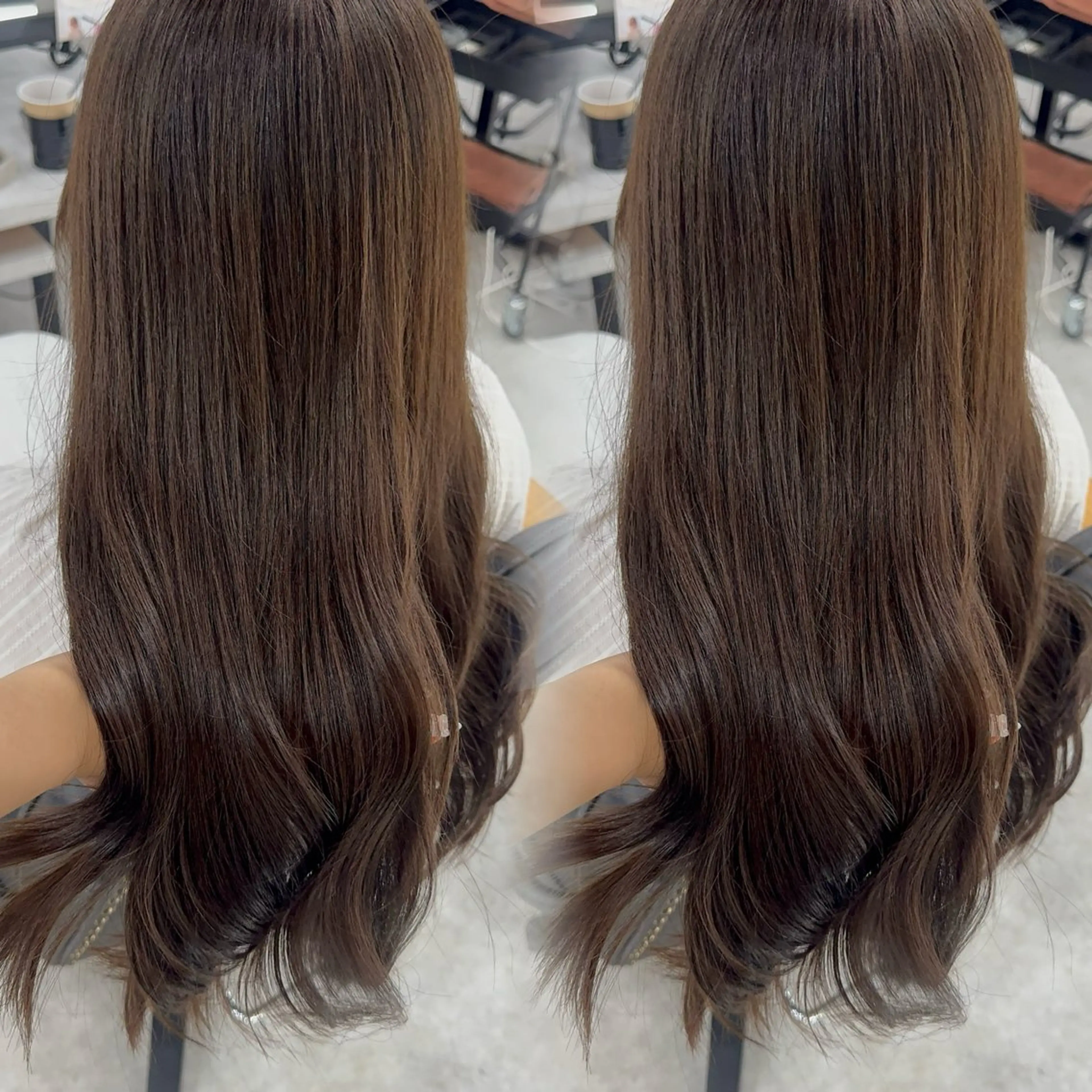 ロング カラー アッシュ アッシュブラウン ベージュカラー 黒髪 ブリーチ カット ヘアカラー トリートメント 赤み無し柔らかカラー 【梅田】madokaのヘアスタイル