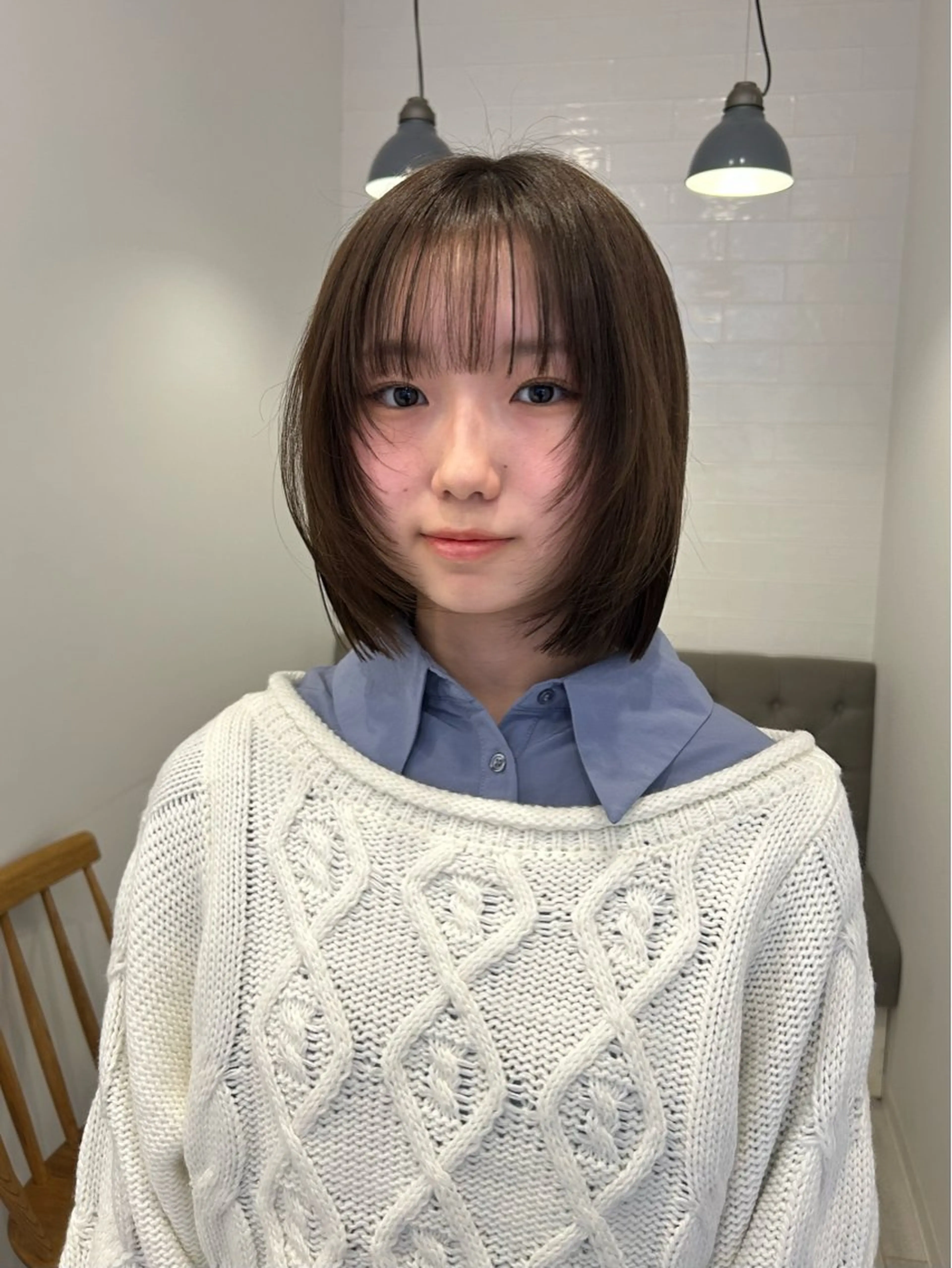 ミディアム カラー 顔まわりレイヤー レイヤーカット 小顔カット レイヤーカット/長岡 グレージュ/マユ🎀のヘアスタイル