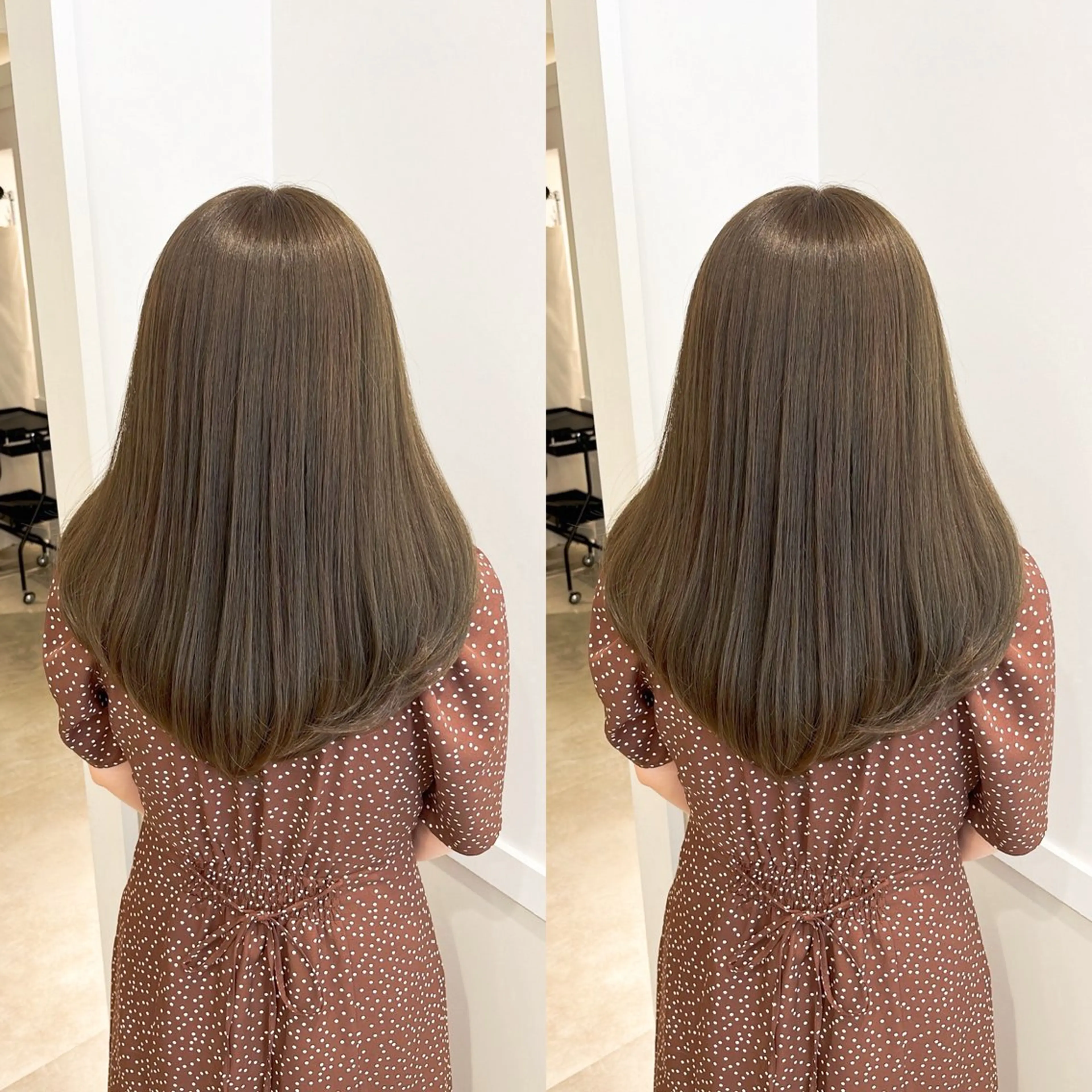 カラー ベージュカラー オリーブベージュ 縮毛矯正/髪質改善 /レイヤー/韓国のヘアスタイル