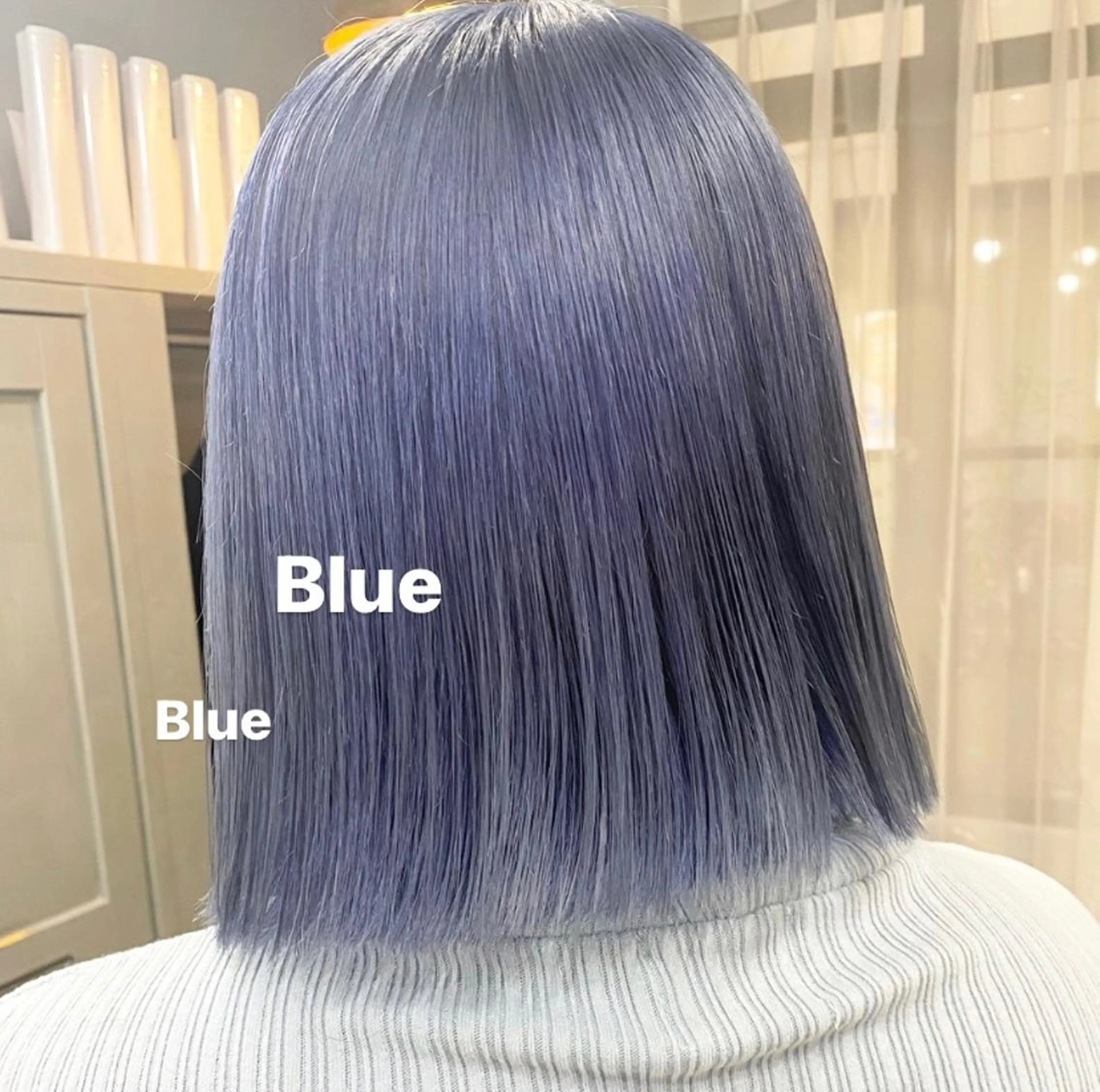 ショート カラー パーマ ヘアアレンジ ネイル マツエク・マツパ ブルーカラー ブルー M所属・ハイトーン/透け感 カラー🎀真香のヘアスタイル