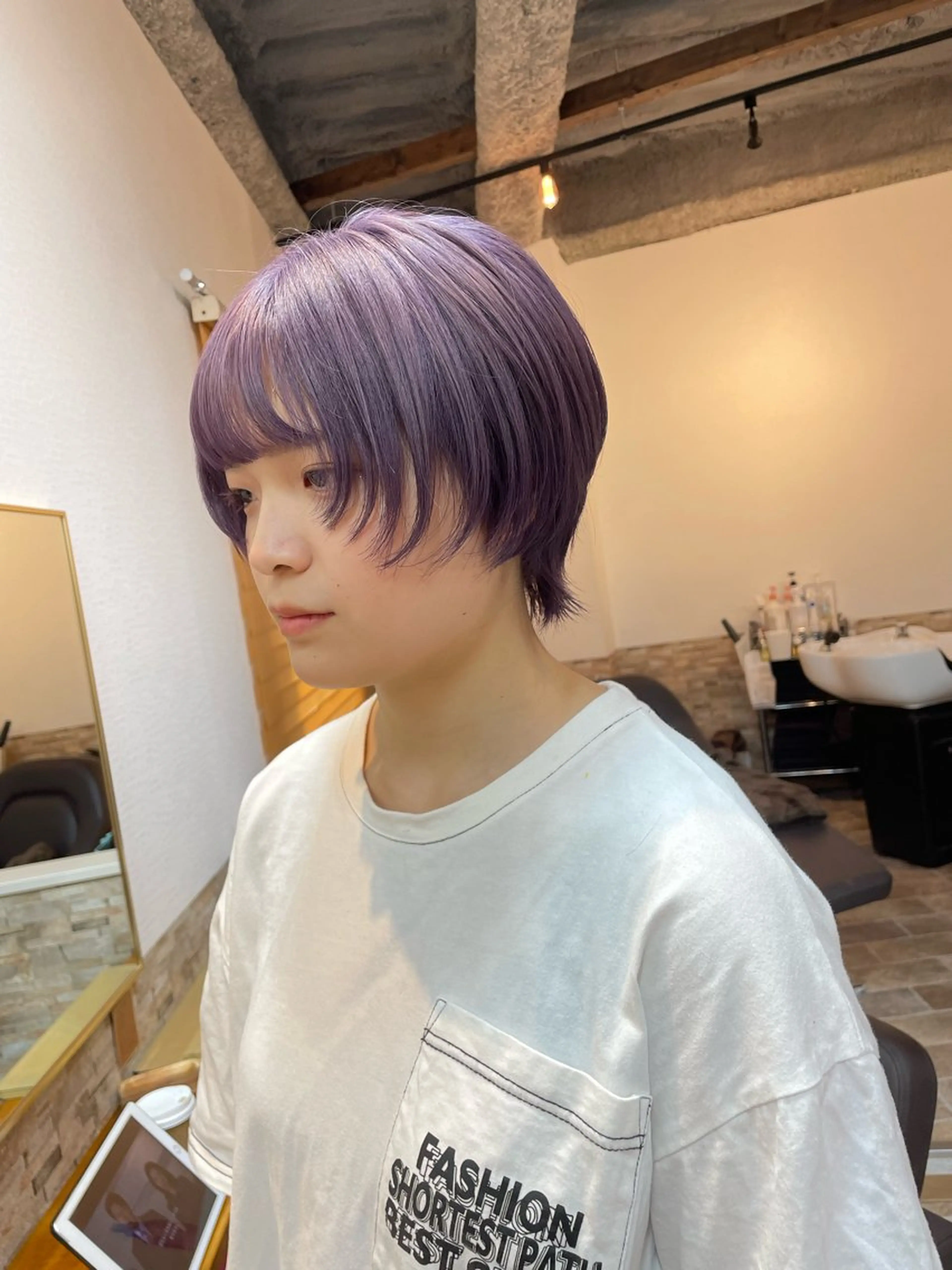 ショート カラー ラベンダーカラー ボブ ウルフカット カット ヘアカラー トリートメント STAR RIVER所属・YUI/ ブリーチカラー🌷のヘアスタイル