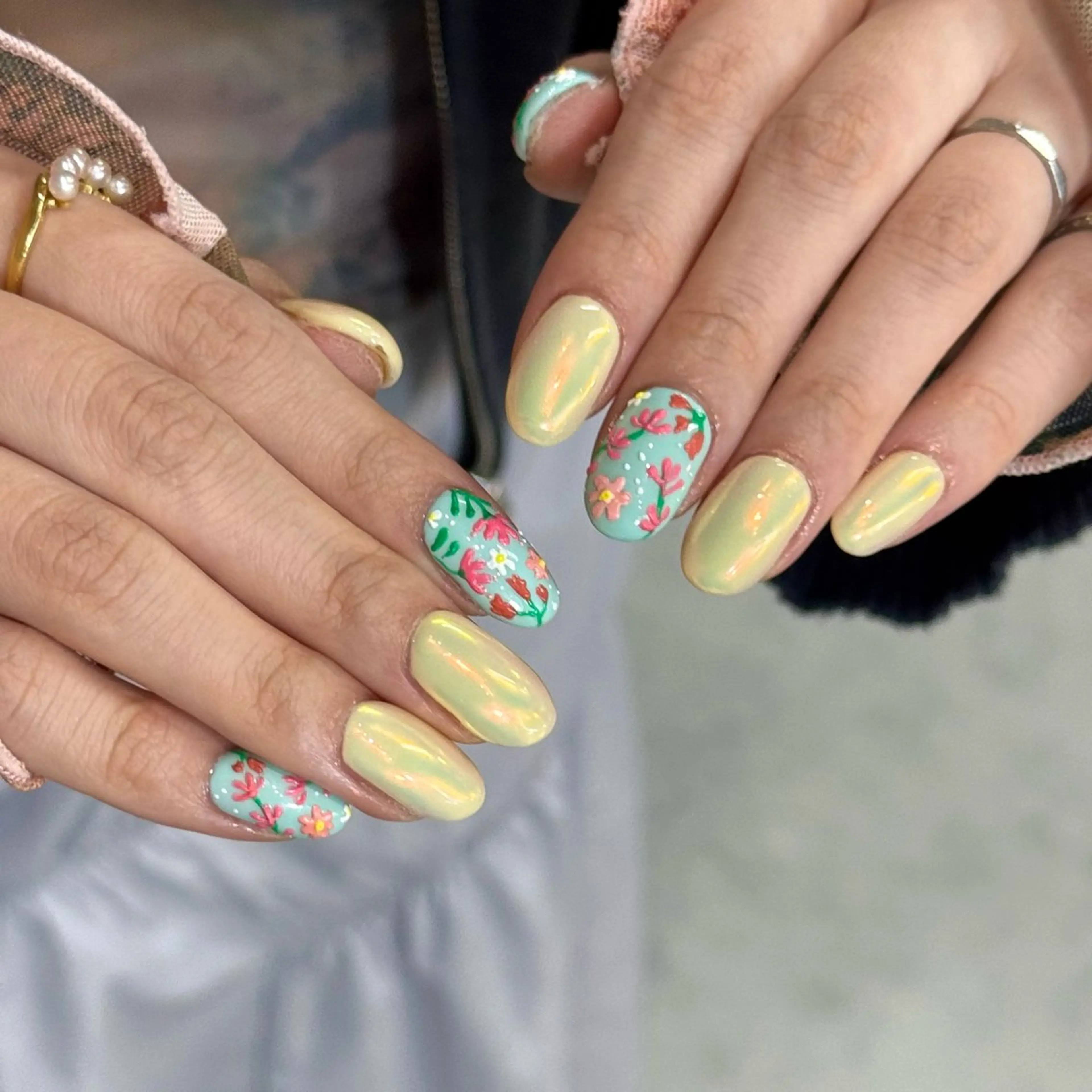 ネイル ミラーネイル 春ネイル HARUKA ネイリスト福岡/薬院のネイルデザイン