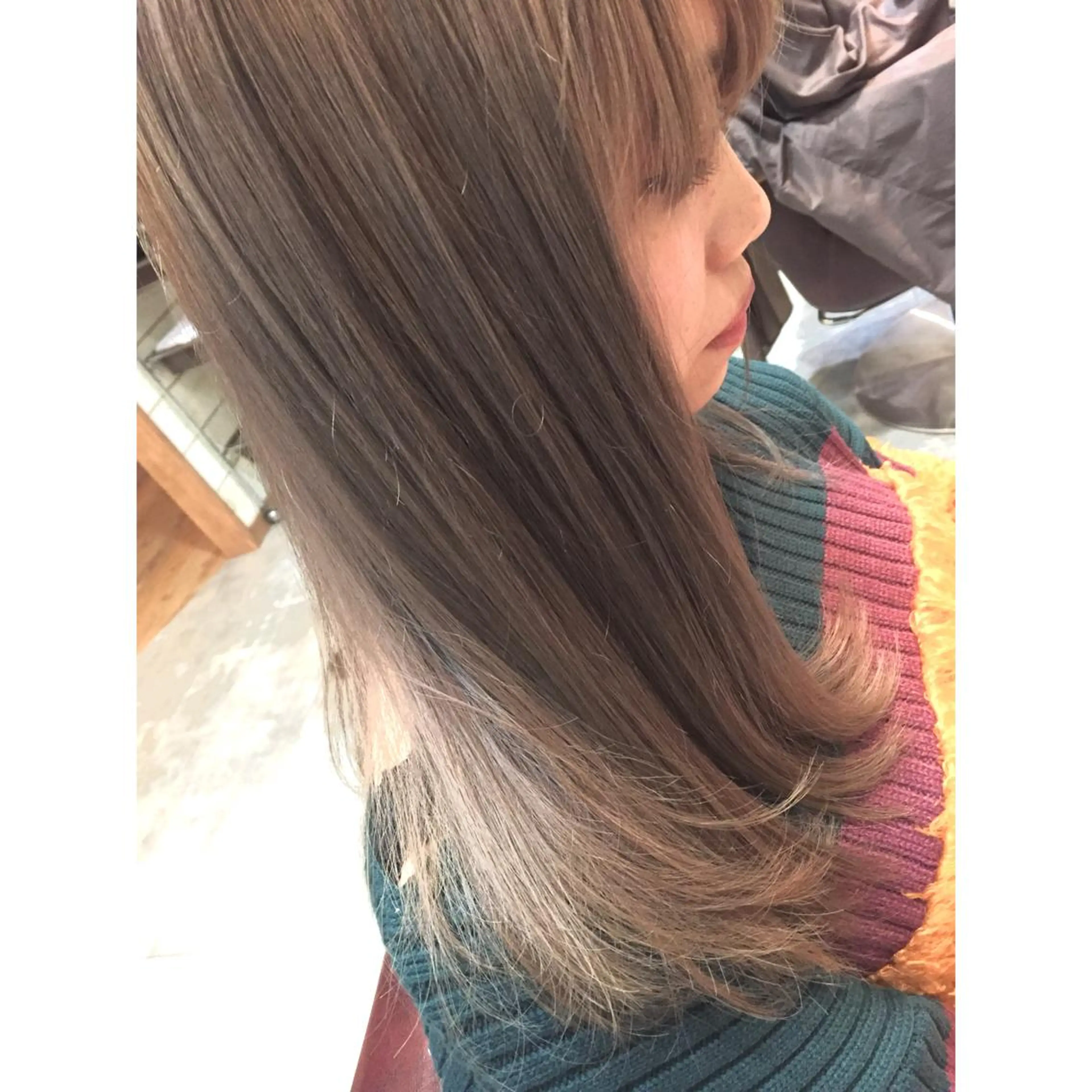セミロング カラー ベージュカラー 透明感カラー 透明感/ 美髪矯正/田中恭のヘアスタイル