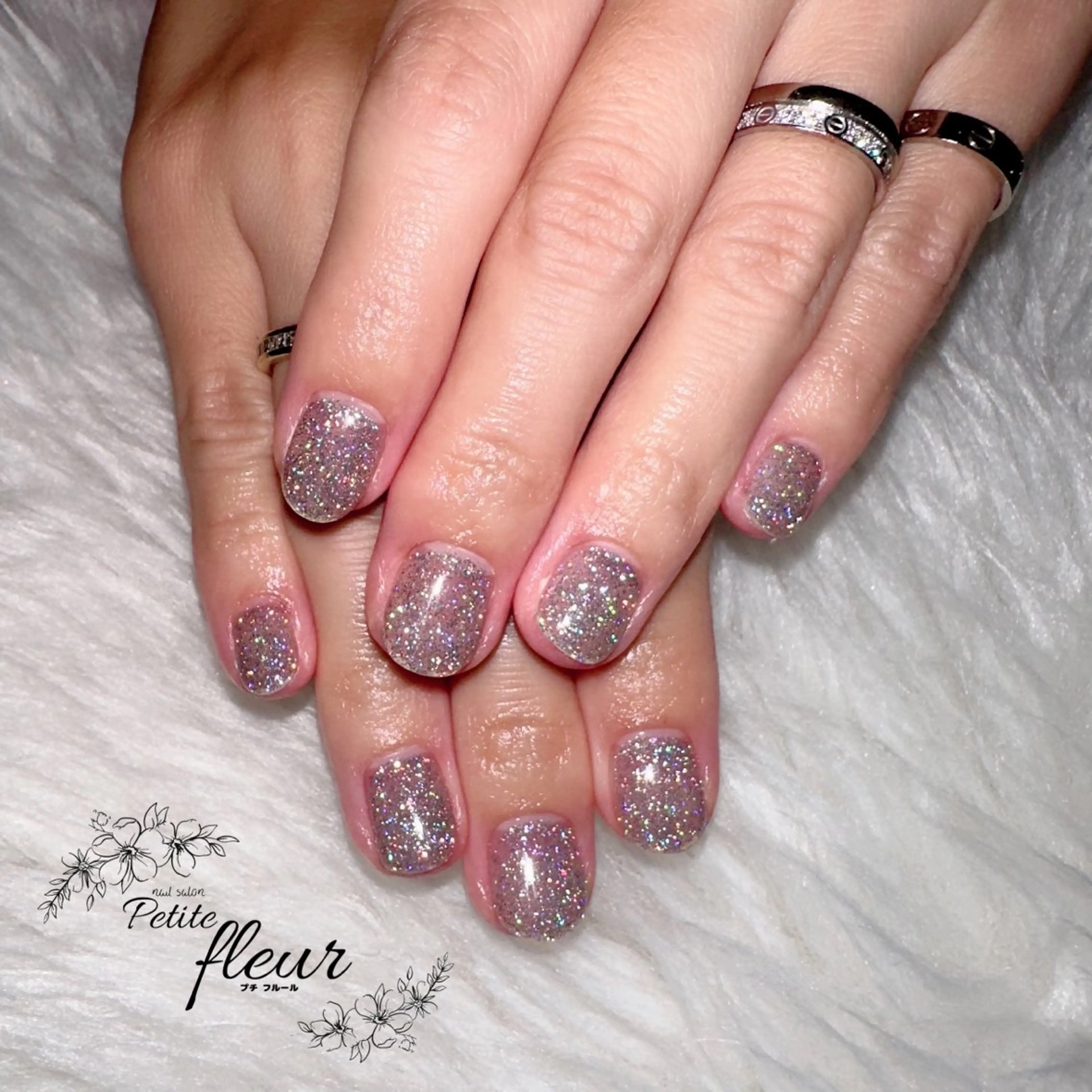 ネイル フラッシュネイル キラキラネイル ショートネイル ハンドネイル ❁⃘*。Petite fleur❁⃘*りさのネイルデザイン