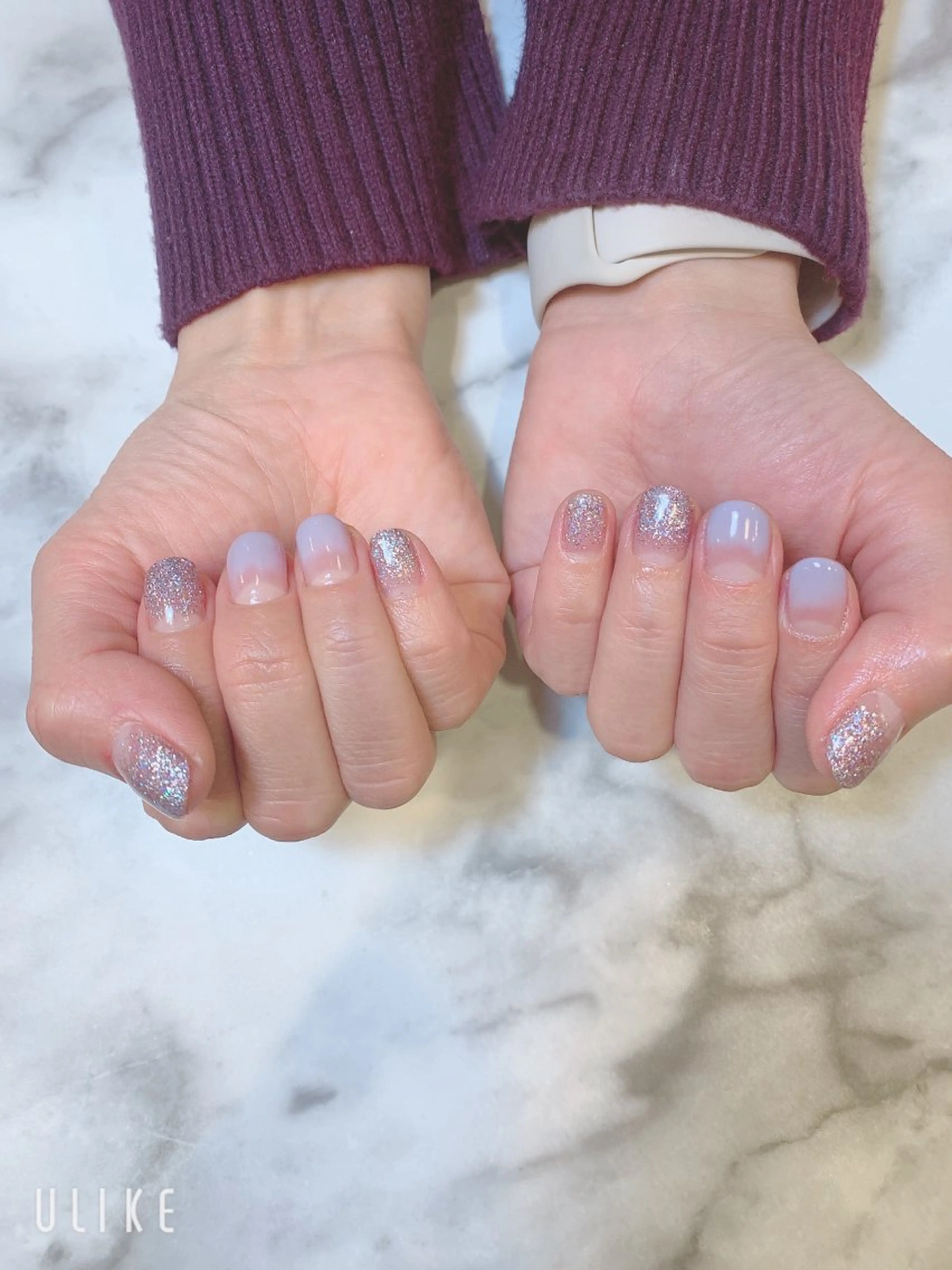 ネイル グラデーション ラメ(グリッター) ラメグラデーション パープル 春ネイル SUZUKI Mのネイルデザイン