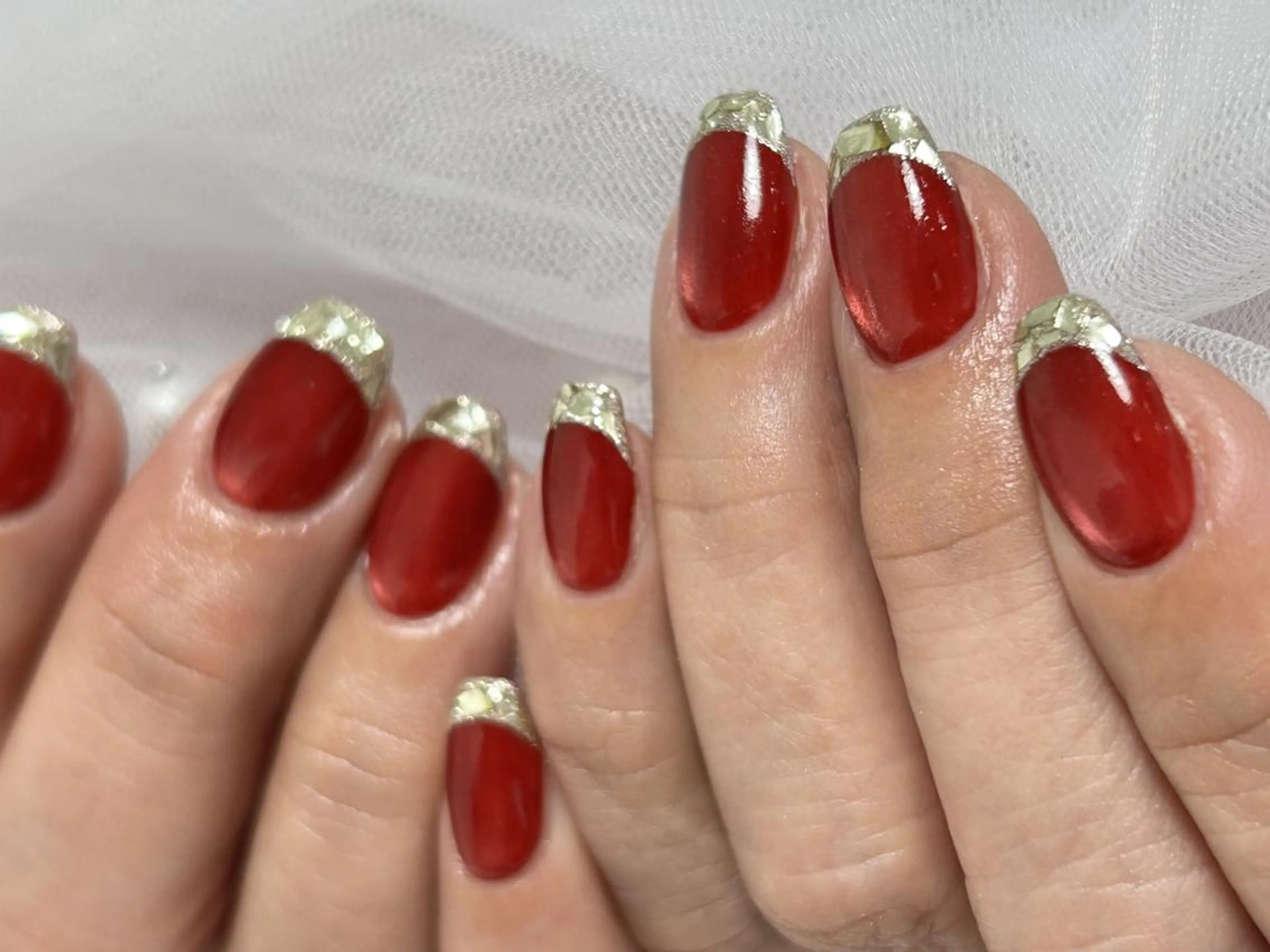 ネイル フレンチネイル ガラスフレンチ ハンドネイル SalonLinda Madokaのネイルデザイン