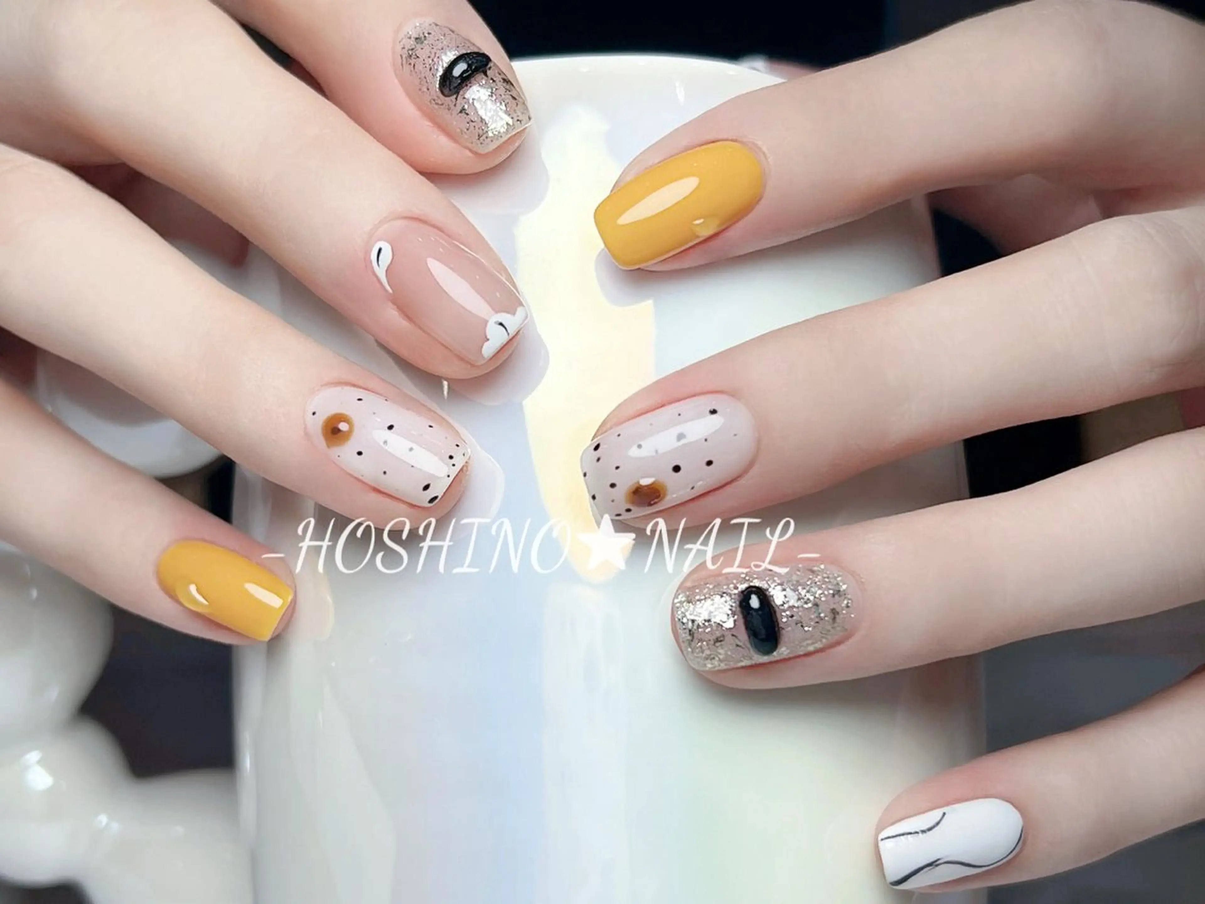 ネイル オーロラネイル チークネイル ドット フットネイル フレンチネイル ハンドネイル ★HOSHINO NAIL★新宿店のネイルデザイン