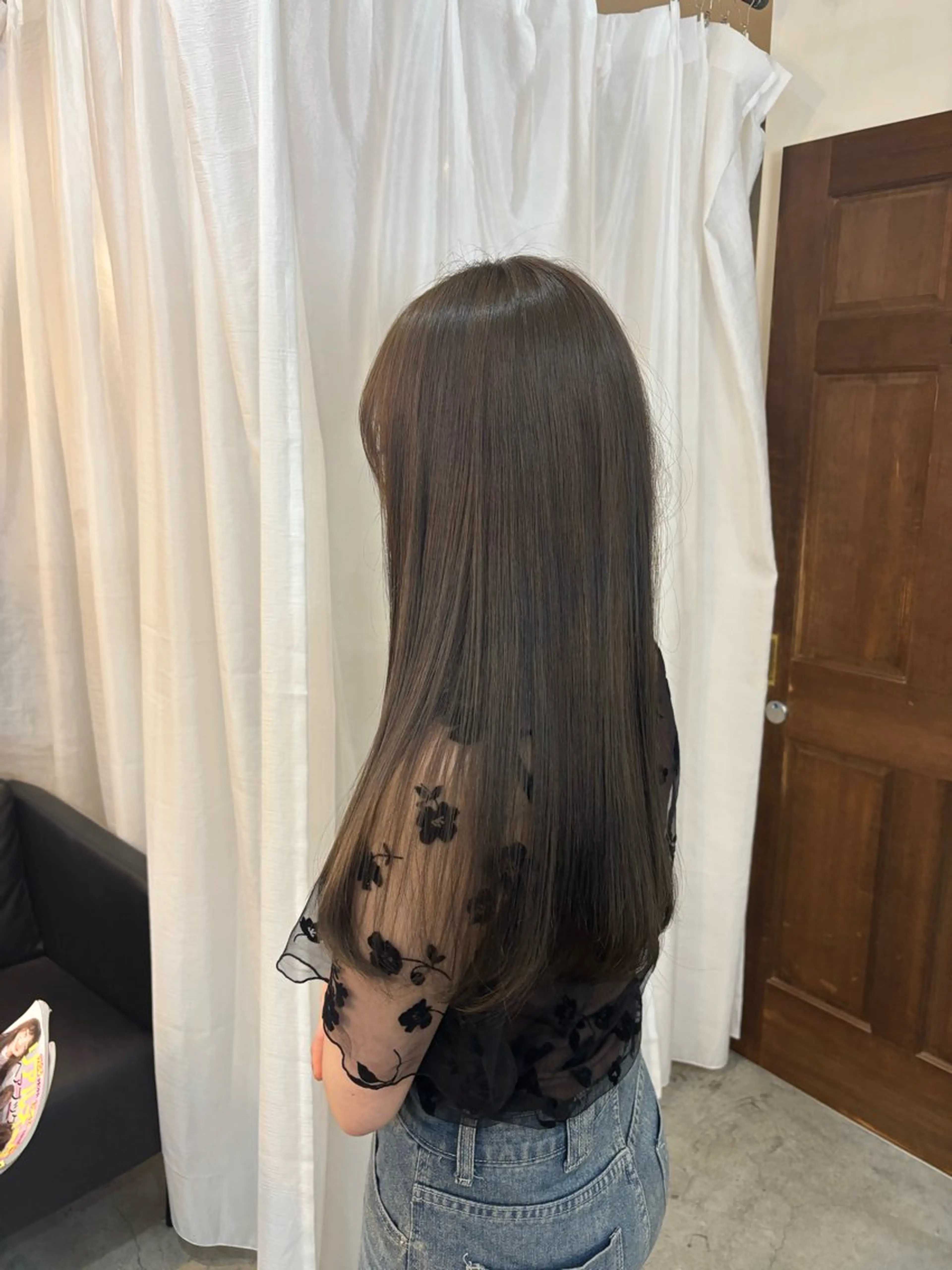 ロング カラー ベージュカラー 透明感カラー オリーブベージュ ボブ/可愛いスタイル ⠀ゆらのヘアスタイル