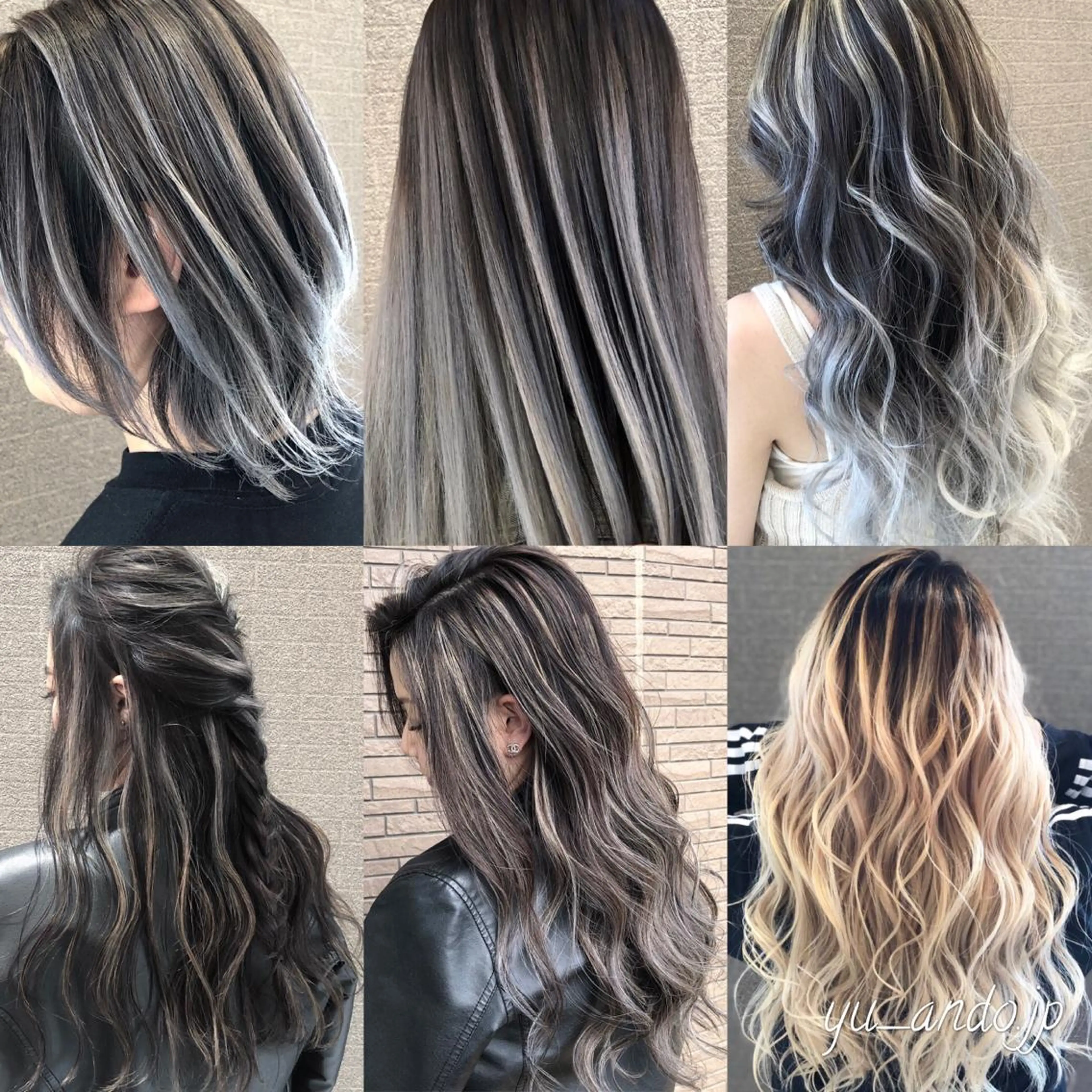 ロング カラー ヘアアレンジ バレイヤージュ デザインカラー ハイライトカラー ハイライト レイヤーカット アンドウ ユウ/ レイヤーカット/韓国のヘアスタイル