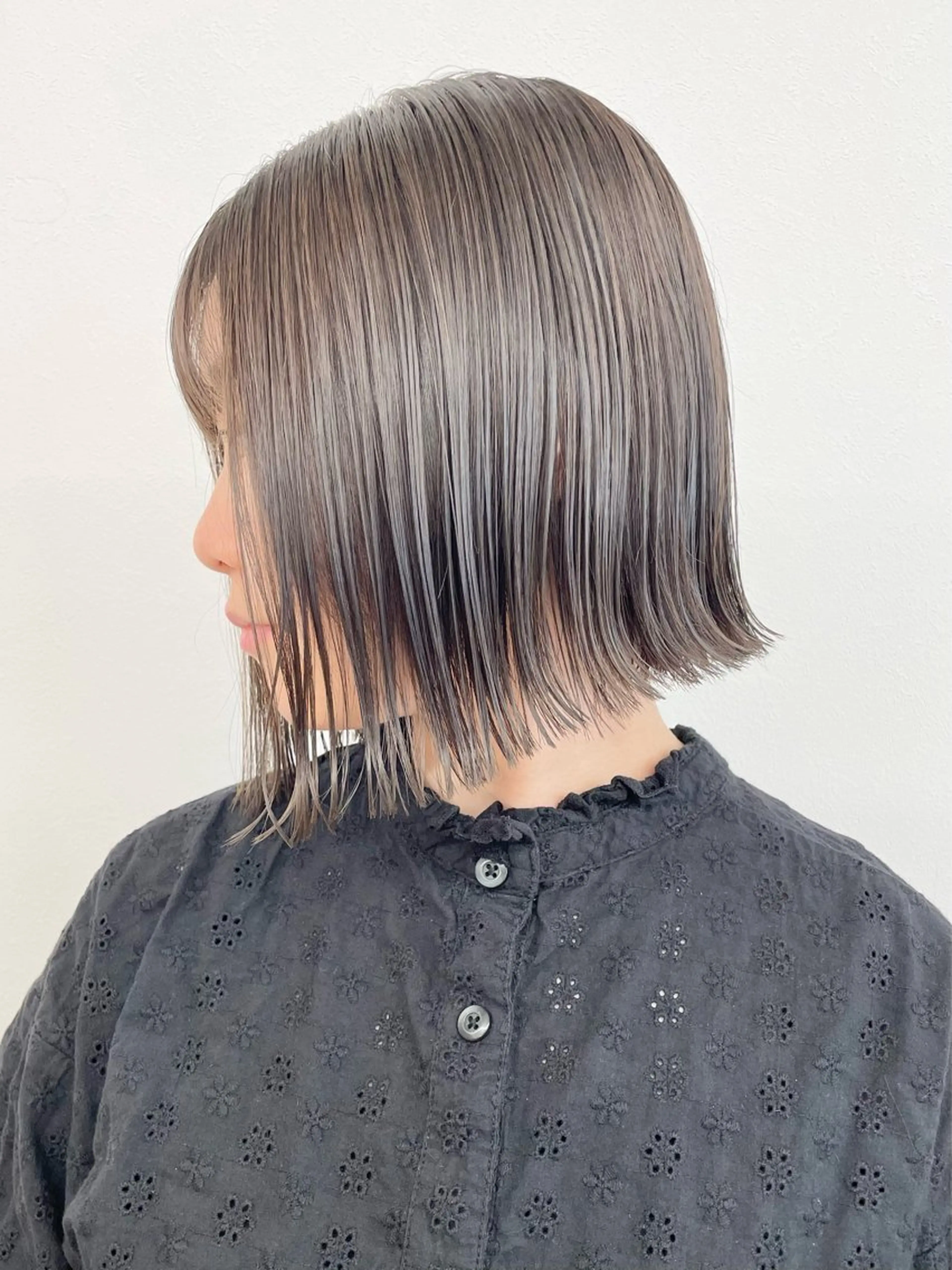 ミディアム カラー グレージュ ハイライトカラー ボブ ハイライト カット ヘアカラー 松田 /骨格矯正カットのヘアスタイル