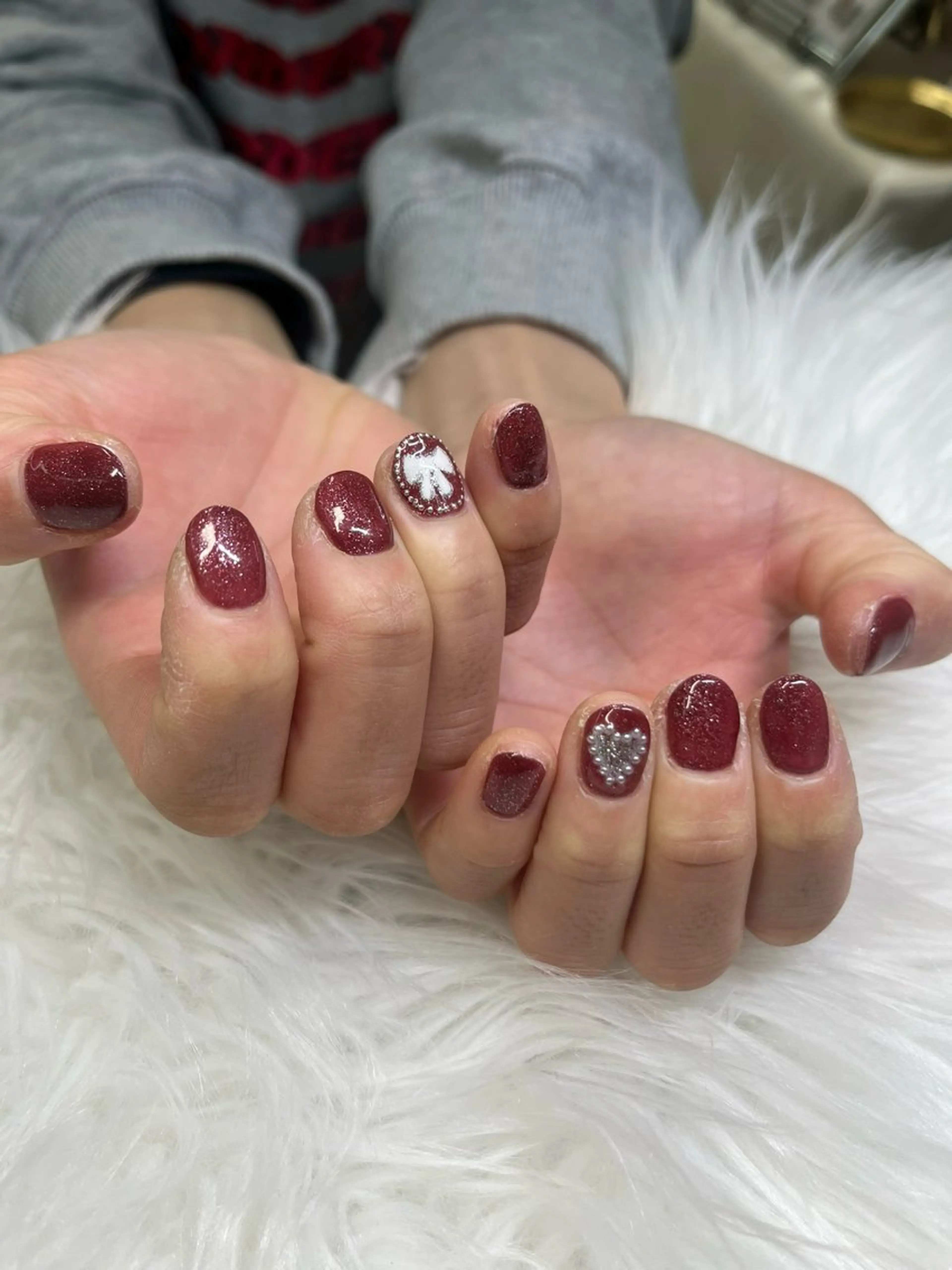 ネイル アートネイル フラッシュネイル ガーリー ハート マグネットネイル ハンドネイル フットネイル chai 上本町 sakuraのネイルデザイン