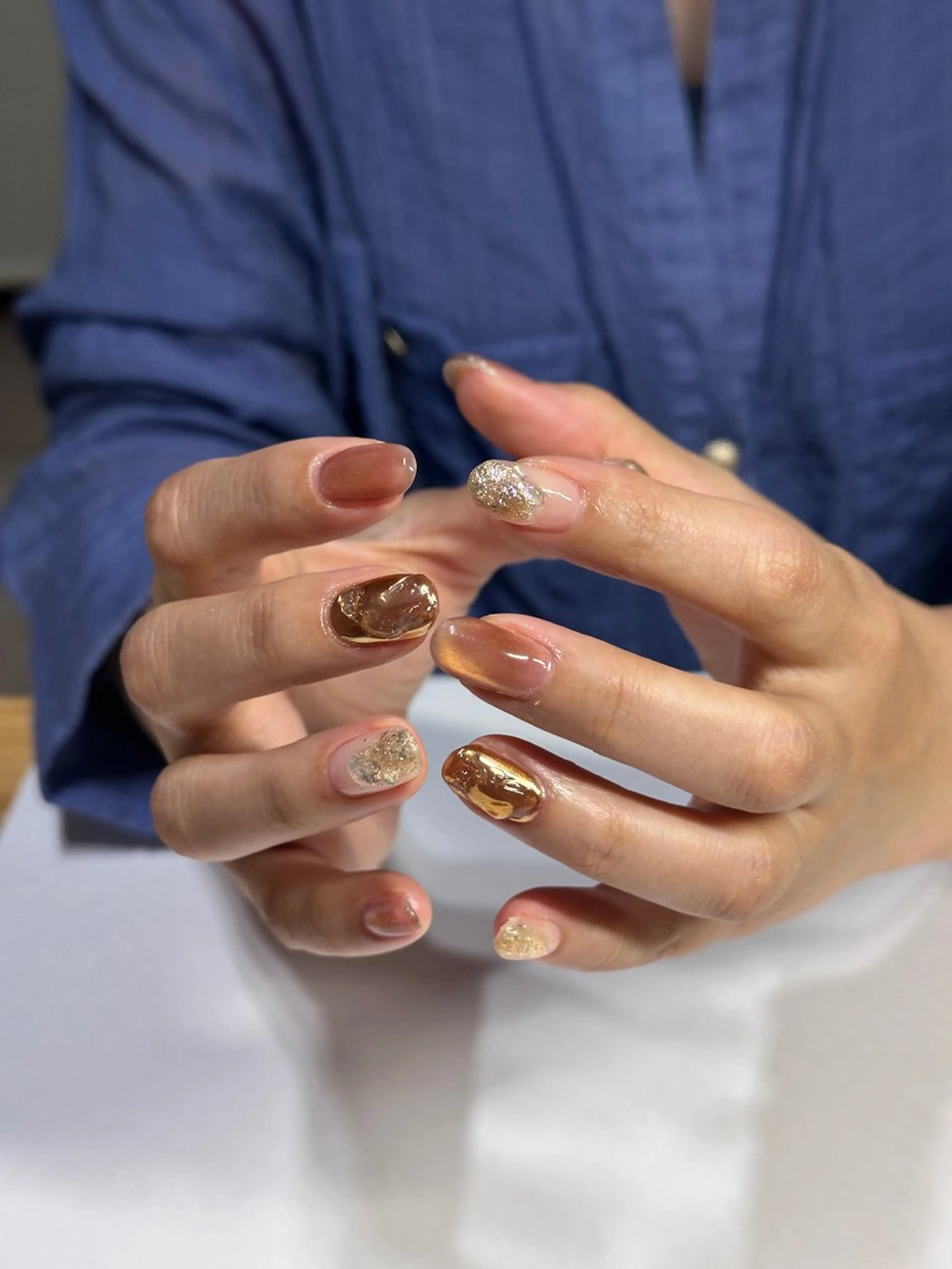 ネイル ブラウン ニュアンスネイル ハンドネイル cyaan所属・nail salon Cyaanのネイルデザイン