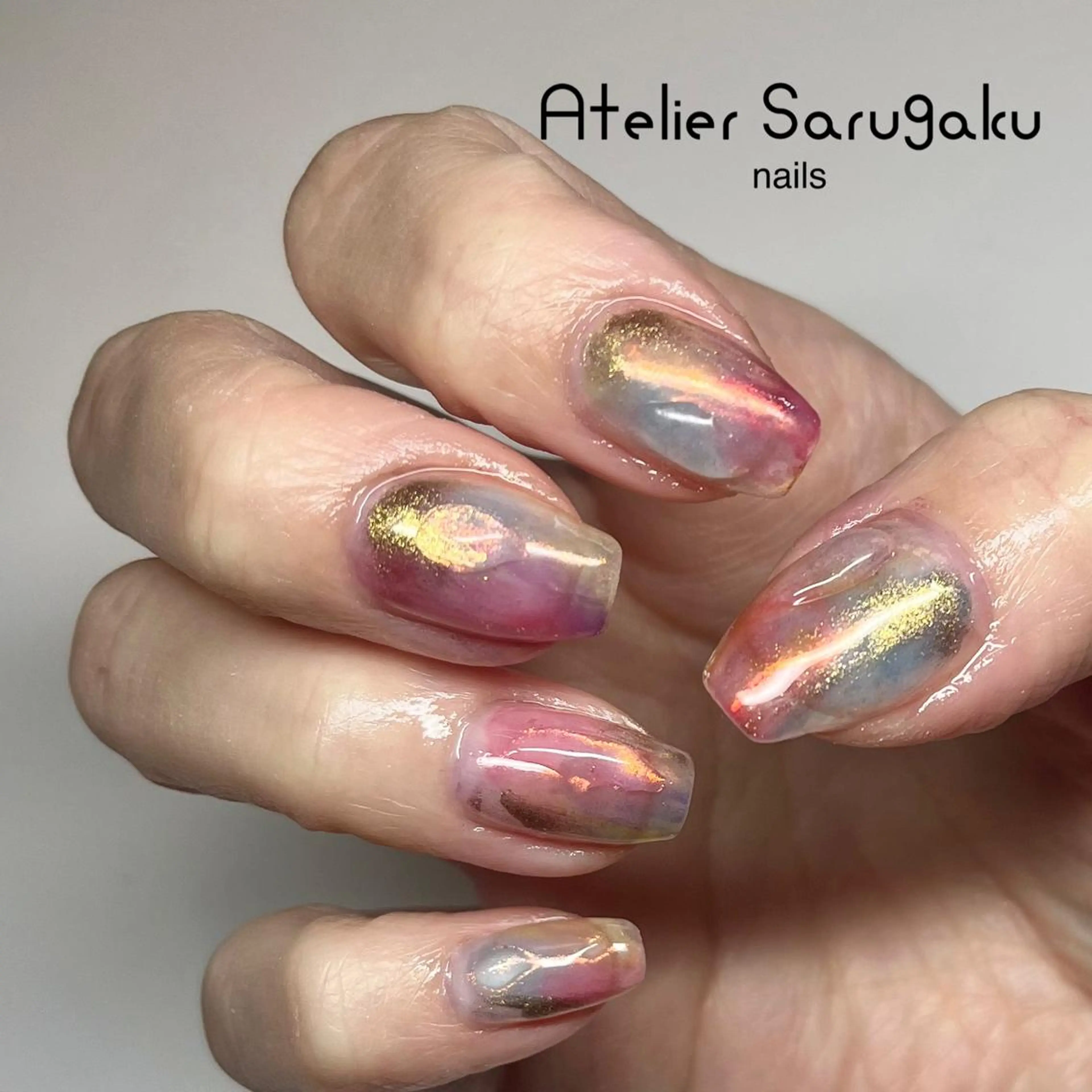 ネイル ミラーネイル ニュアンスネイル シンプルネイル 春ネイル 駒沢大学sususu Marinaのネイルデザイン