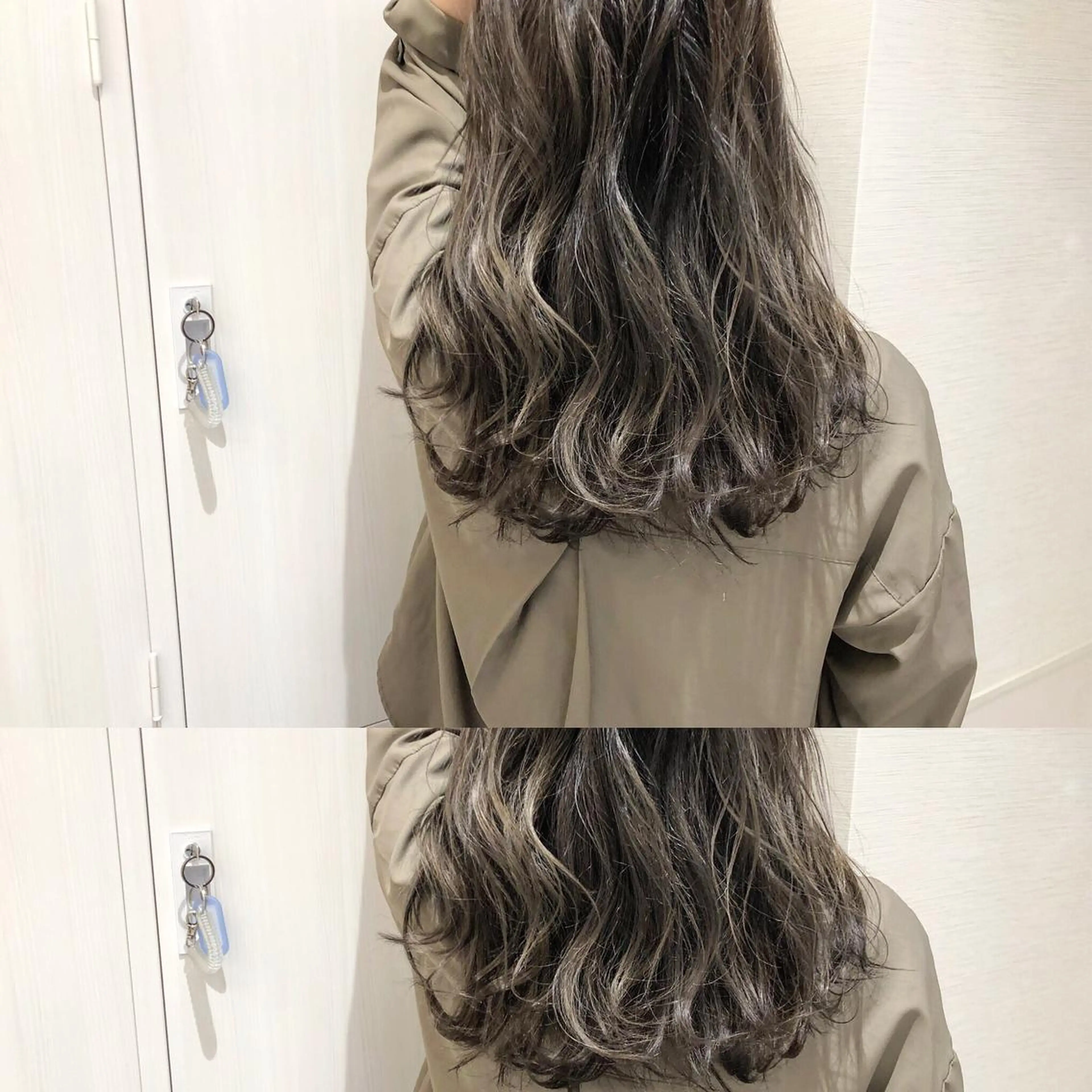 ロング カラー アディクシーカラー アッシュ アッシュグレー アッシュグレージュ バレイヤージュ レイヤー/韓国/ 顔周り/しんやのヘアスタイル