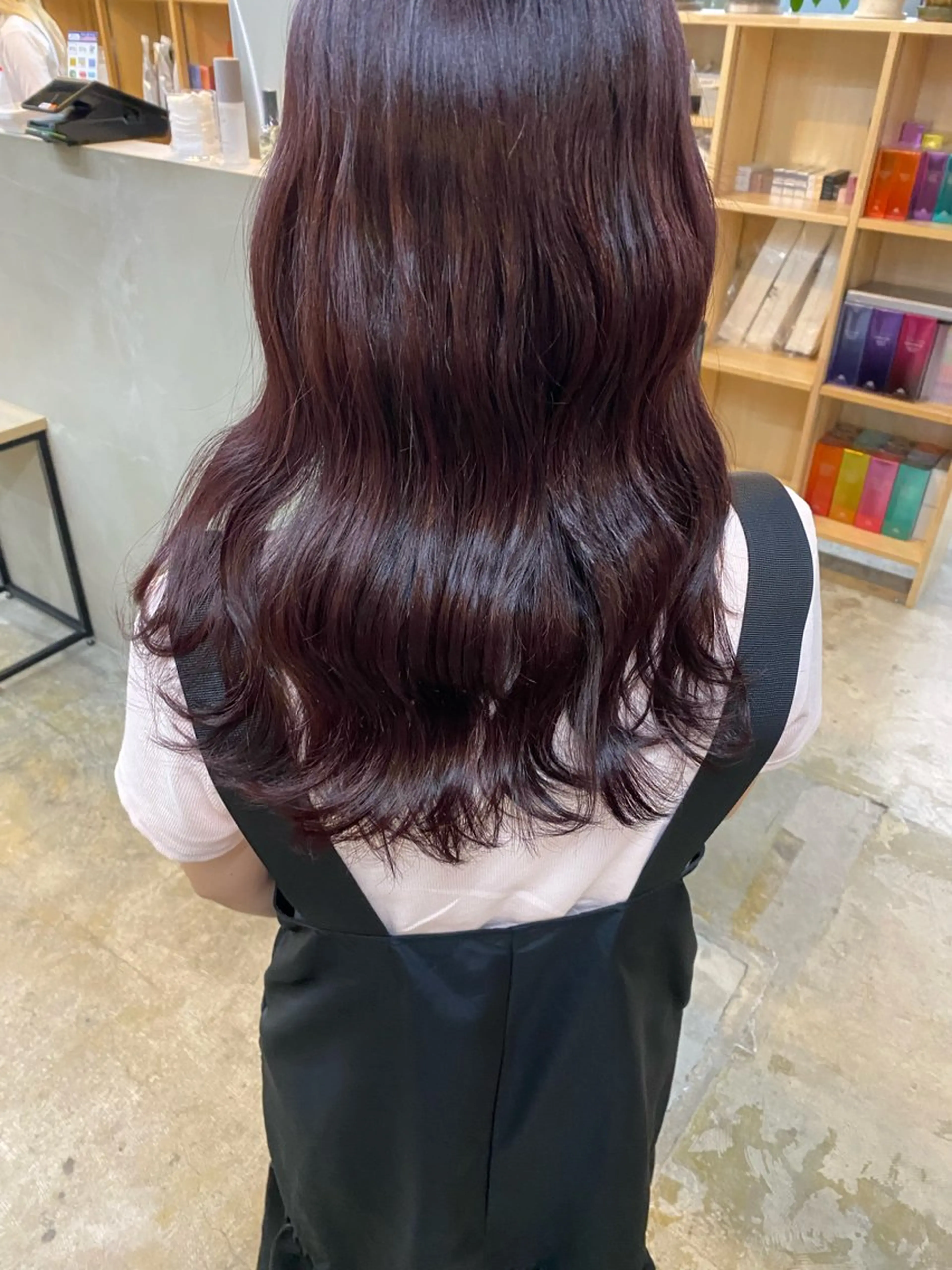 ミディアム カラー ピンクカラー シミズ アスカのヘアスタイル