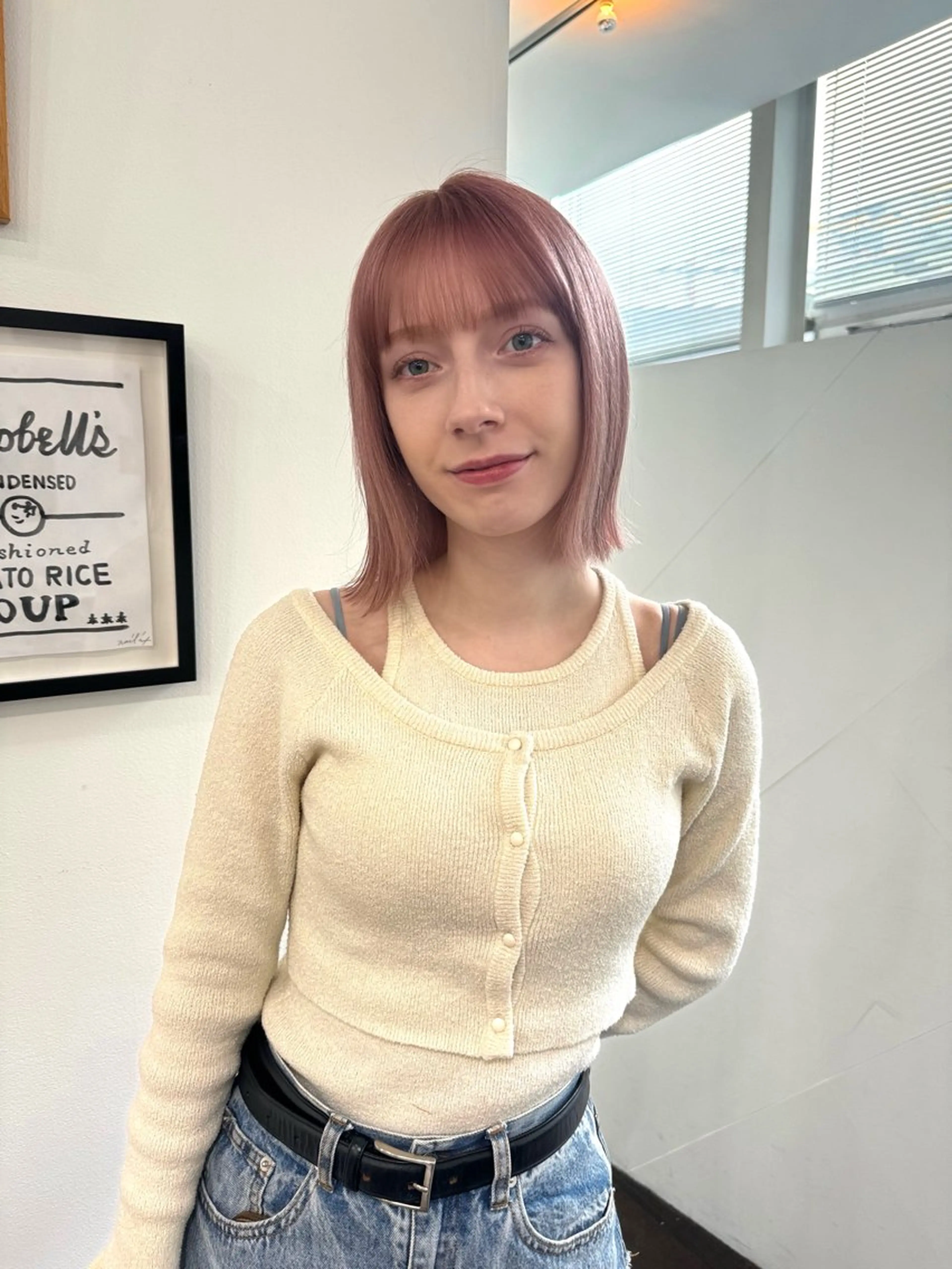 ミディアム カラー ブリーチ ブロンド ピンクカラー 🌻名古屋🌻 🫧ハイトーン🫧のヘアスタイル