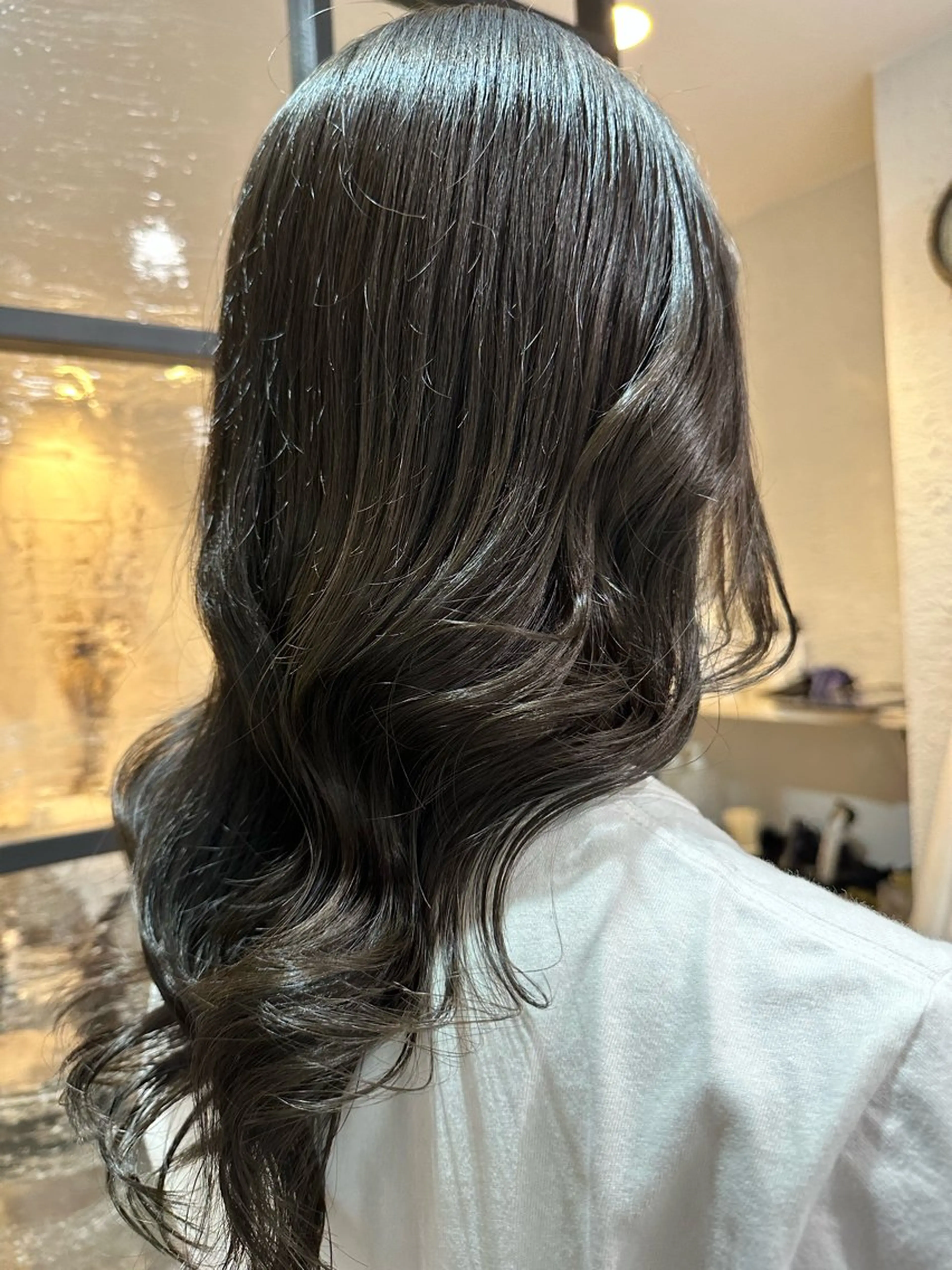 カラー ブリーチ グレージュ ブリーチなしカラー カット パーマ rias HARU /カラーモデル募集のヘアスタイル