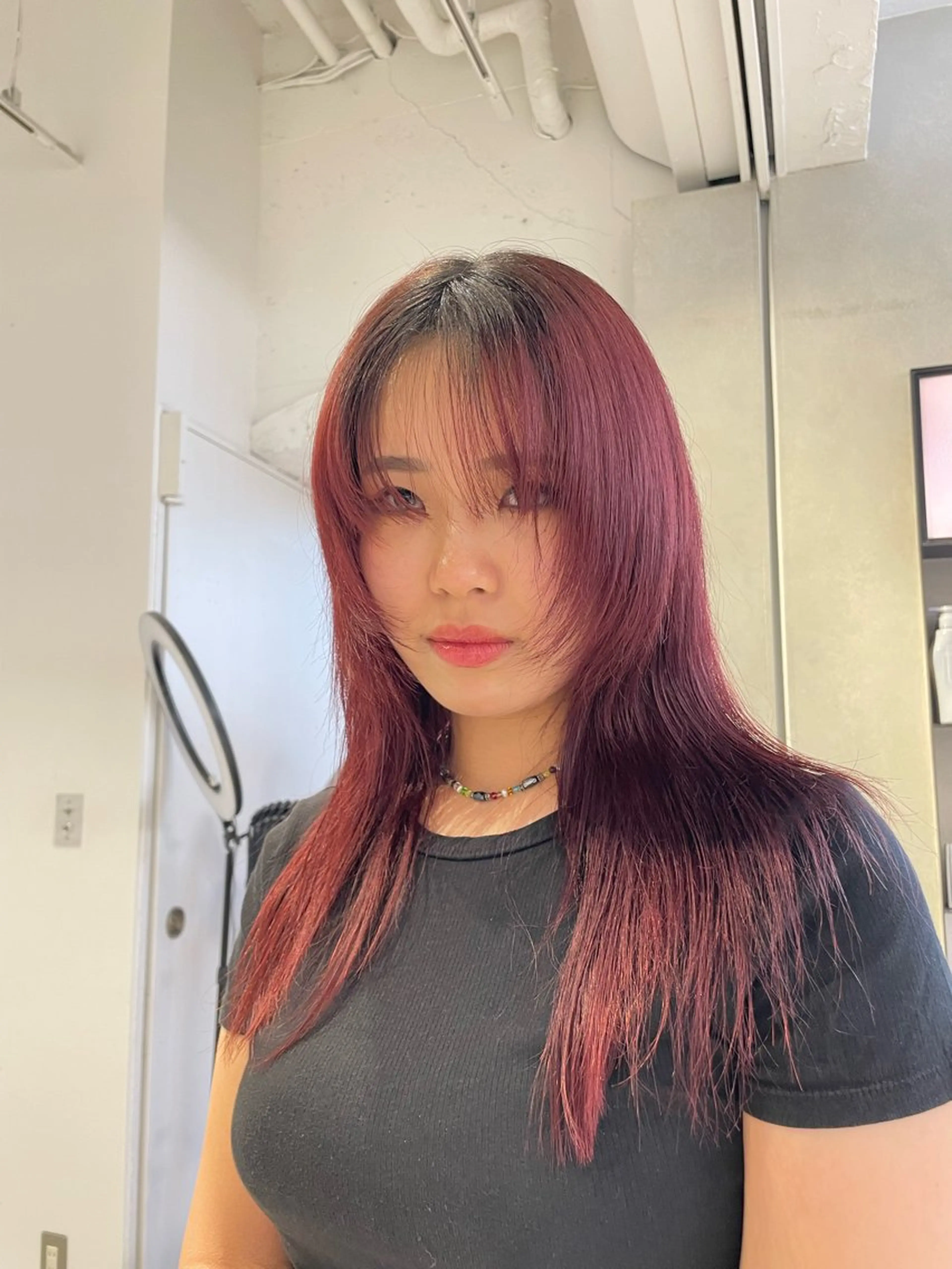 ミディアム カラー レッドカラー ヘアカラー 🌟暖色系ハイトーン 🌟AIのヘアスタイル