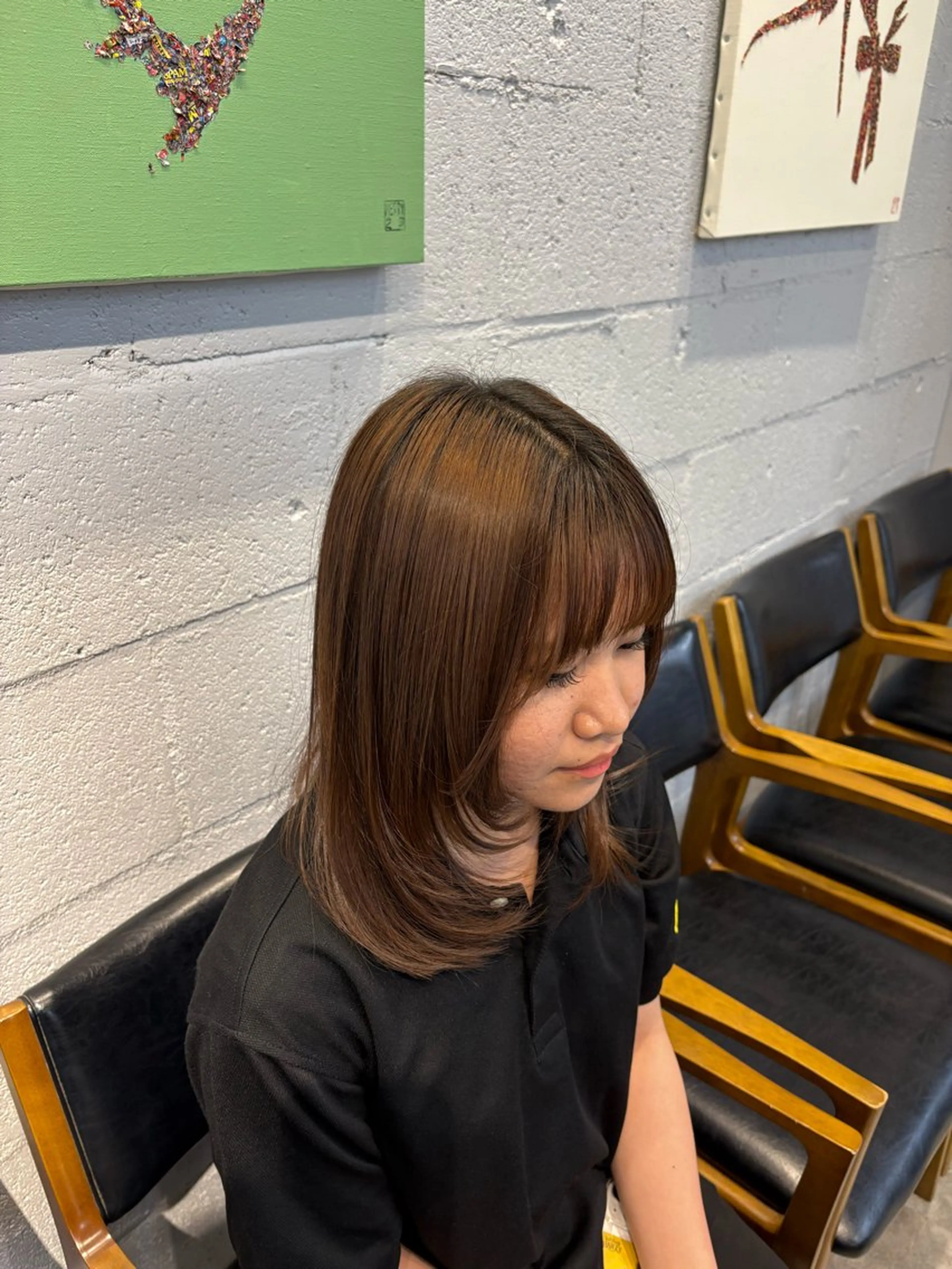 ミディアム 顔周りカット レイヤーカット 久貝 莉子のヘアスタイル