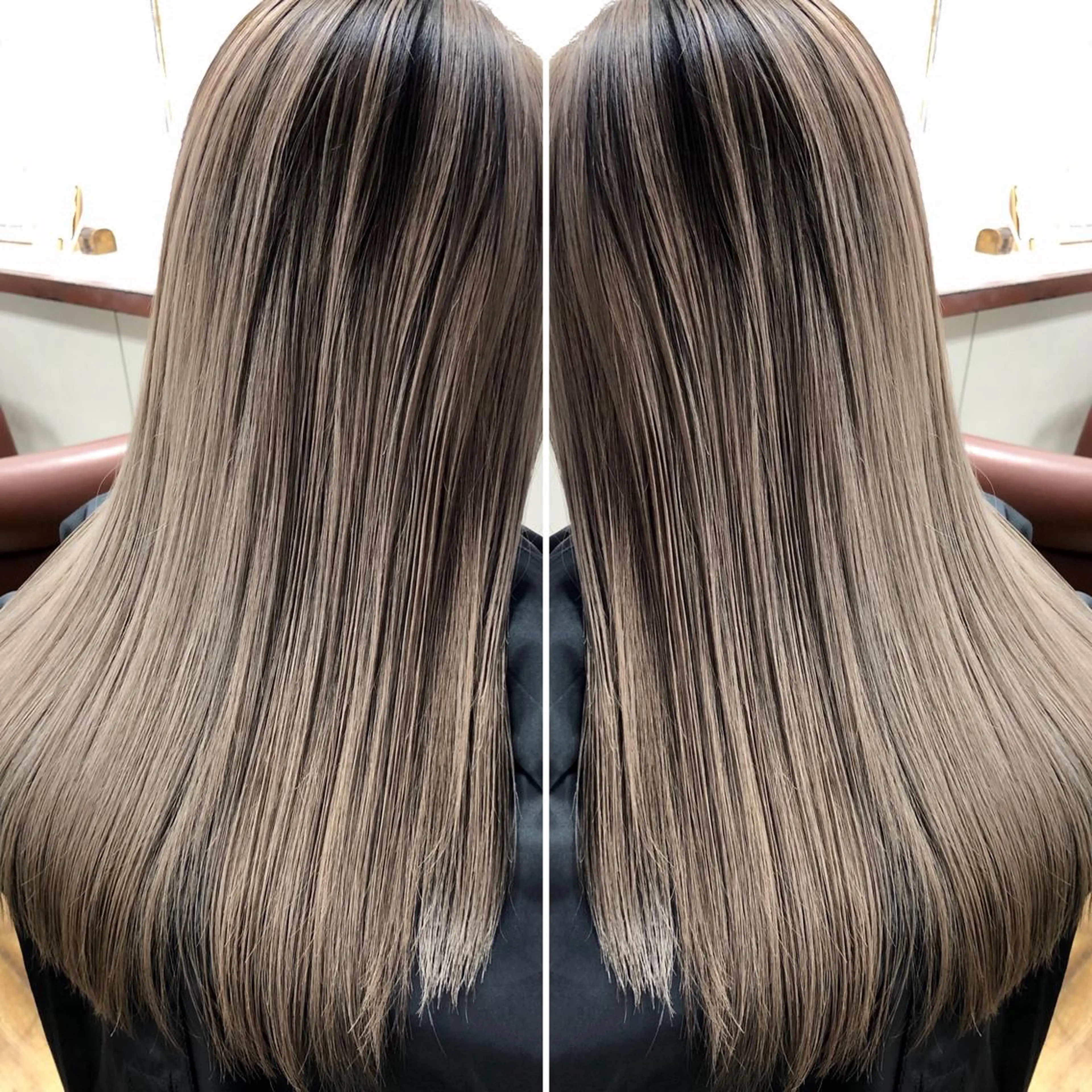 セミロング カラー バレイヤージュ ブリーチ ケアブリーチ レイヤーカット ヘアカラー トリートメント famille所属・famille ファミーユのヘアスタイル