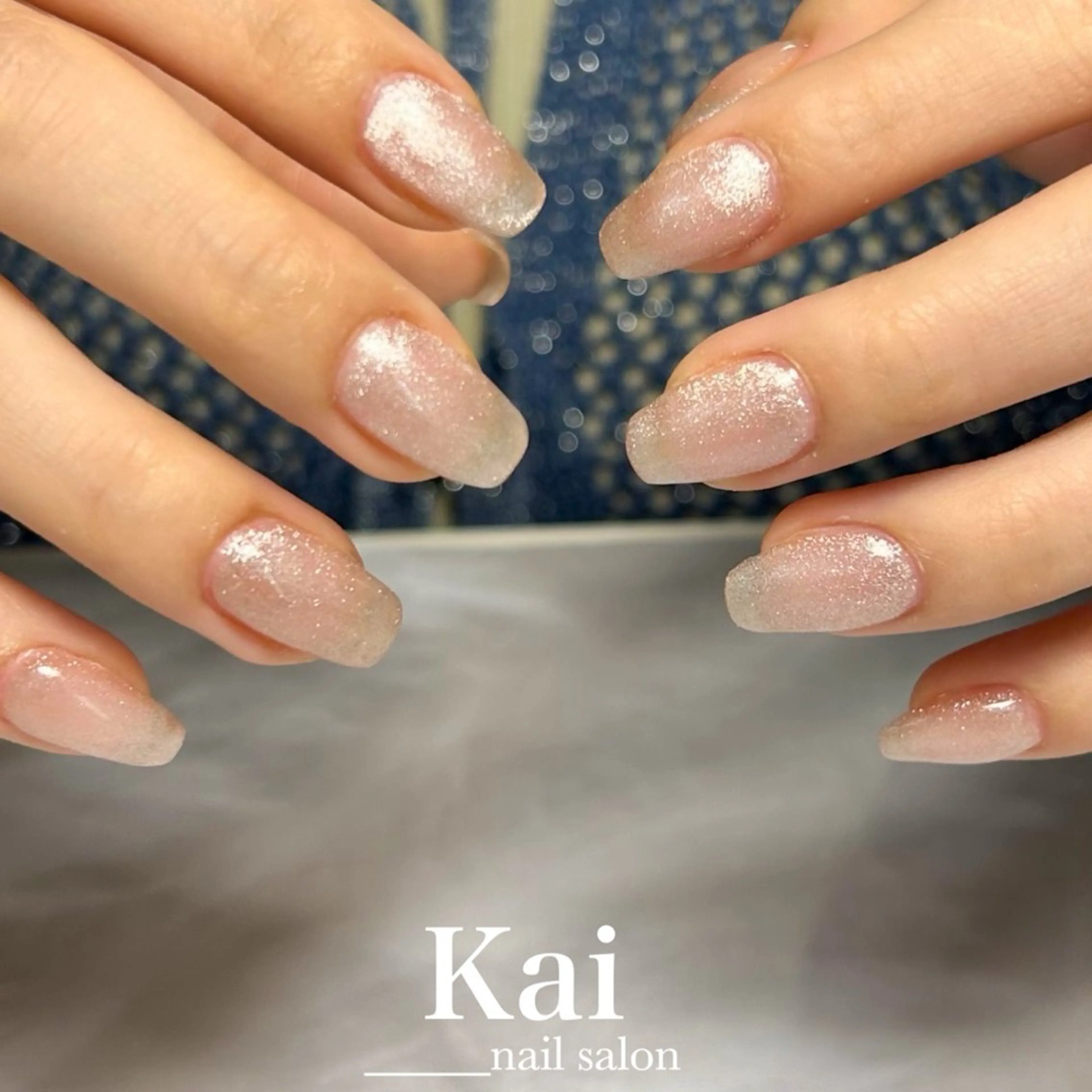 ネイル フレンチネイル 韓国ネイル マグネットネイル ミラーネイル ピンク ハンドネイル Kai  nail Mayukoのネイルデザイン