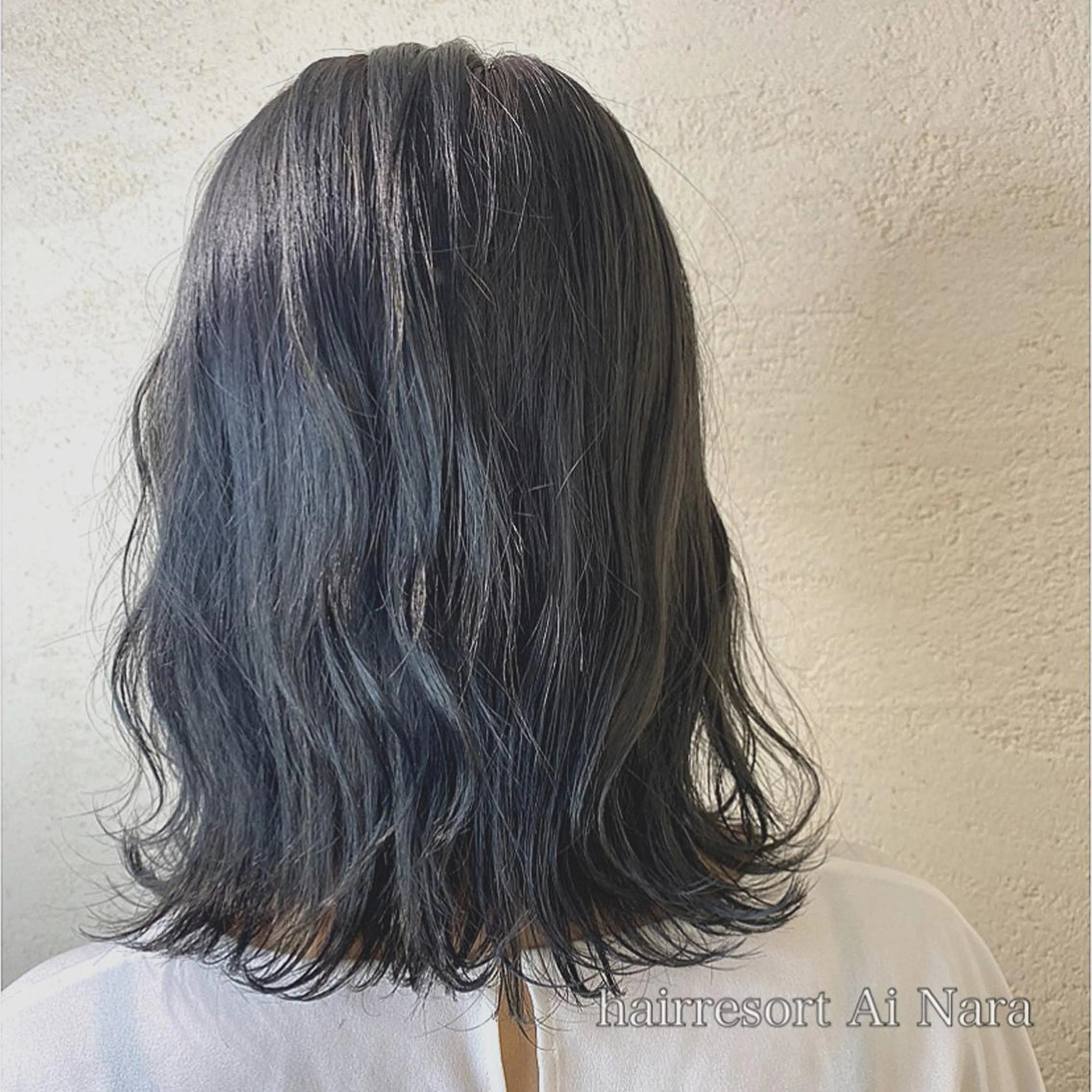 セミロング カラー 黒髪 ブルーカラー ブルーブラック 透明感カラー ♡ヘアアレンジ♡ naraのヘアスタイル