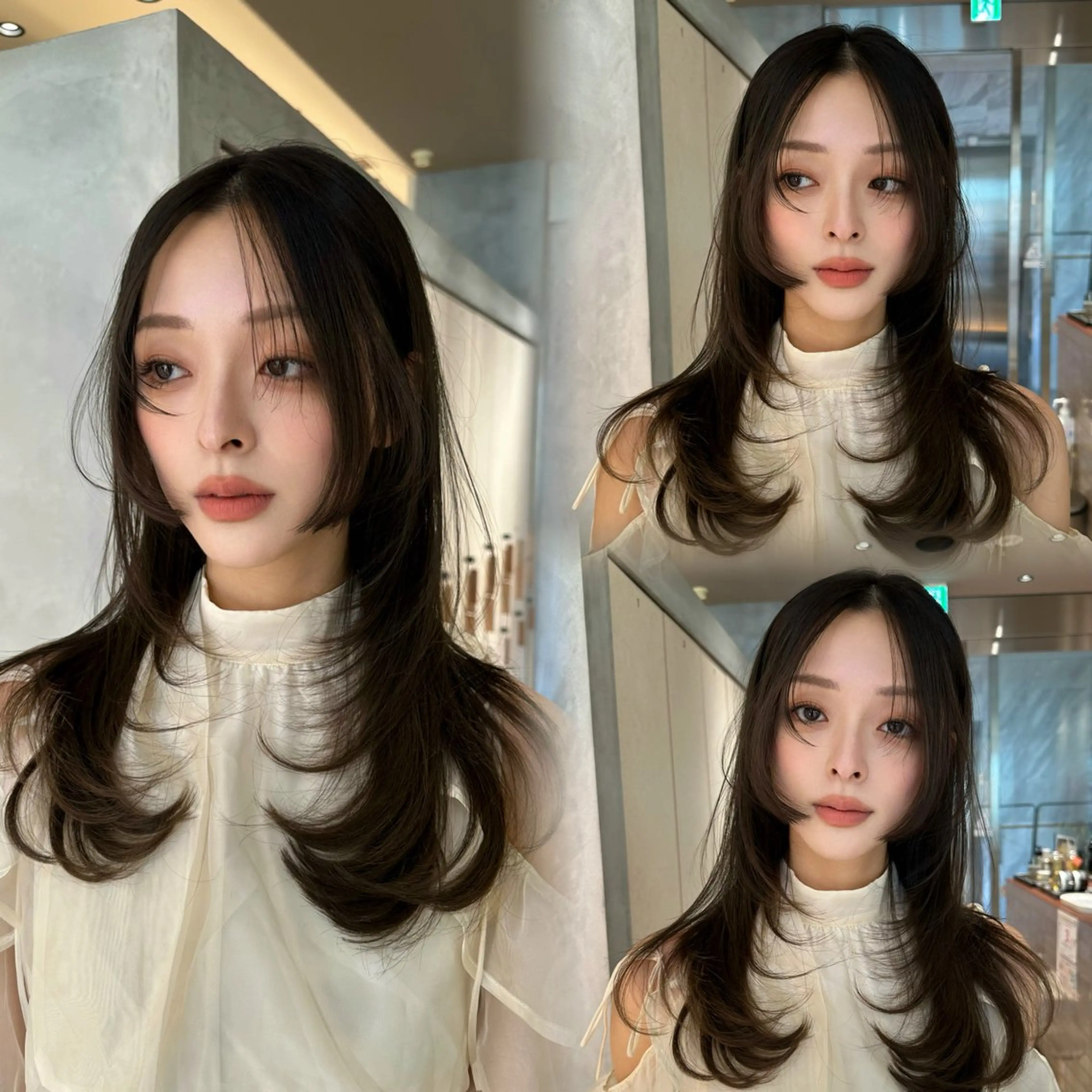 セミロング 顔周りカット ハイレイヤー 韓国風ヘア レイヤーカット カット ヘアカラー トリートメント ヘアセット 銀座副店長/レイヤー /髪質改善/田島のヘアスタイル